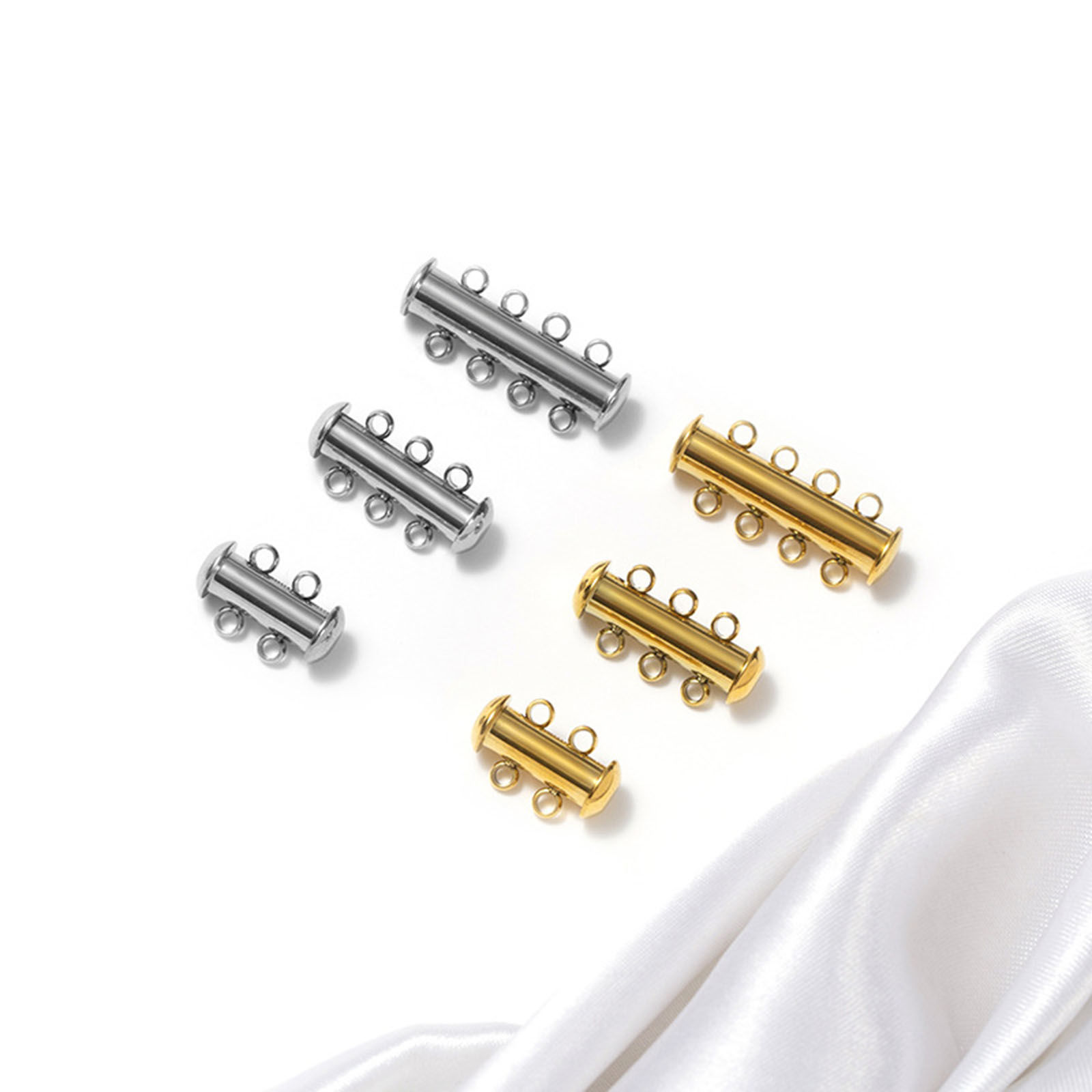 Imagen de Acero Inoxidable Cierres Deslizantes en Capas para Pulsera de Collar Multicapa Apilable Cilíndrico Multicolor 1 Unidad