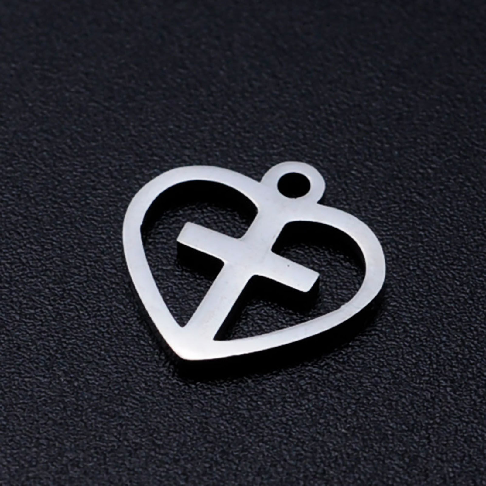 Picture of Stainless Steel Valentine's Day Charms Multicolor Heart Cross Hollow 12mm Dia.