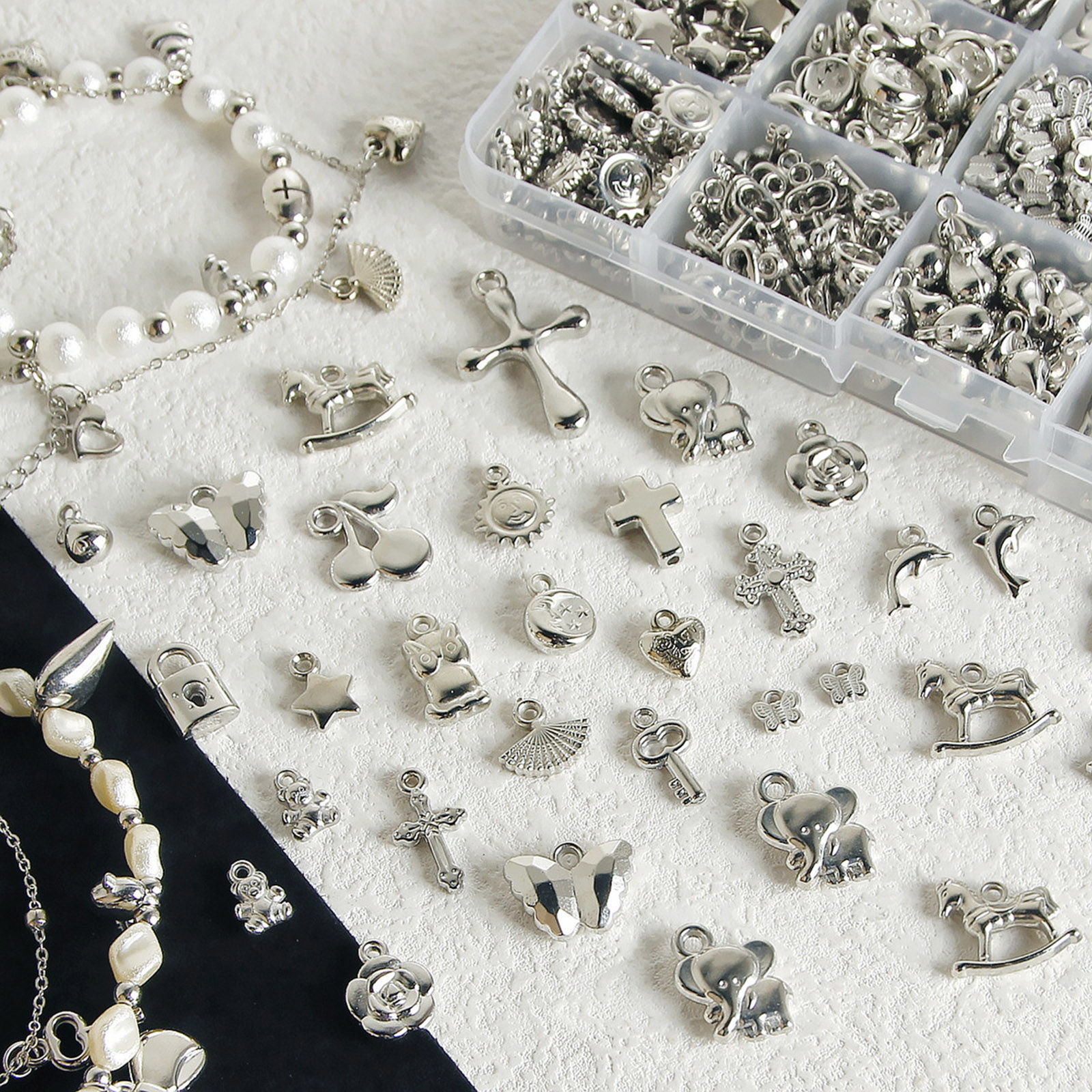 Picture of Acrylic Charms Butterfly Animal Silver Color Cross 20 PCs