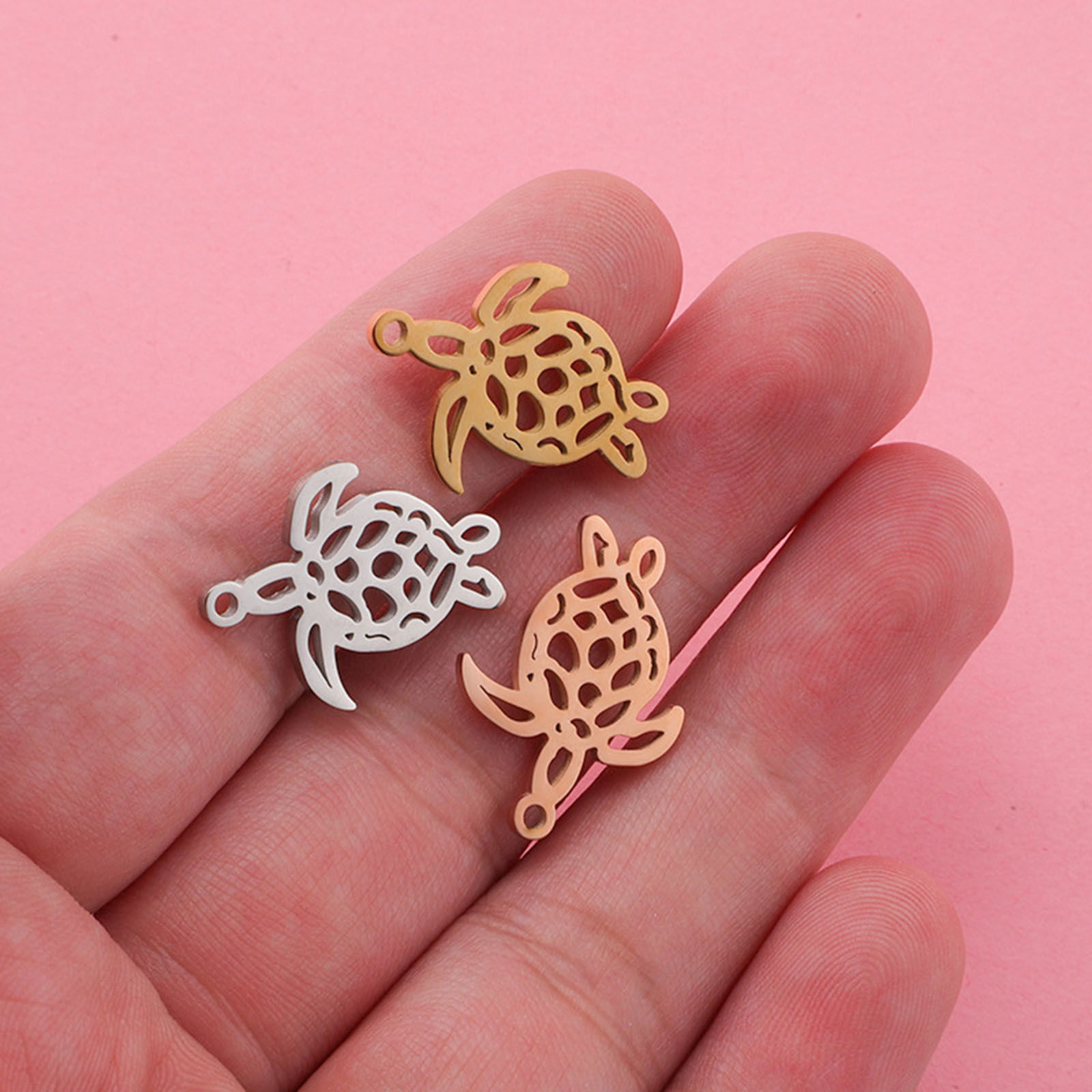 Picture of Stainless Steel Ocean Jewelry Charms Multicolor Sea Turtle Animal Hollow 22.4mm x 16.7mm