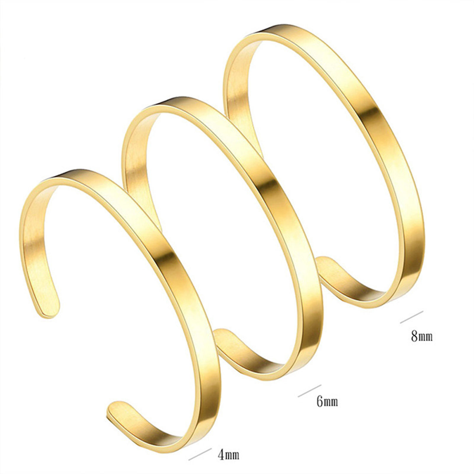 Picture of 304 Stainless Steel Open Cuff Bangles Bracelets C Shape Multicolor Blank Stamping Tags Two Sides 6cm Dia.