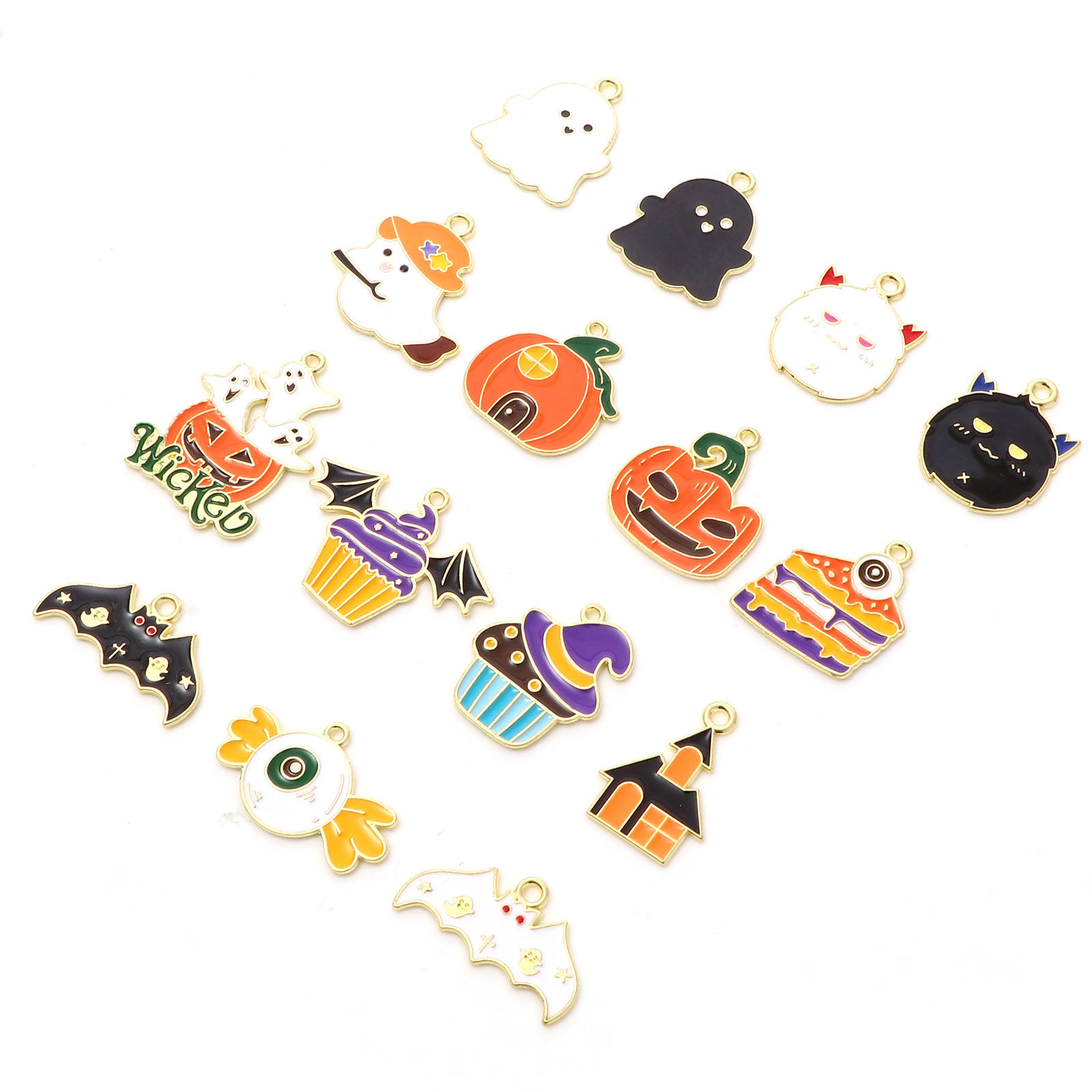 Picture of Zinc Based Alloy Halloween Charms Gold Plated Multicolor Enamel