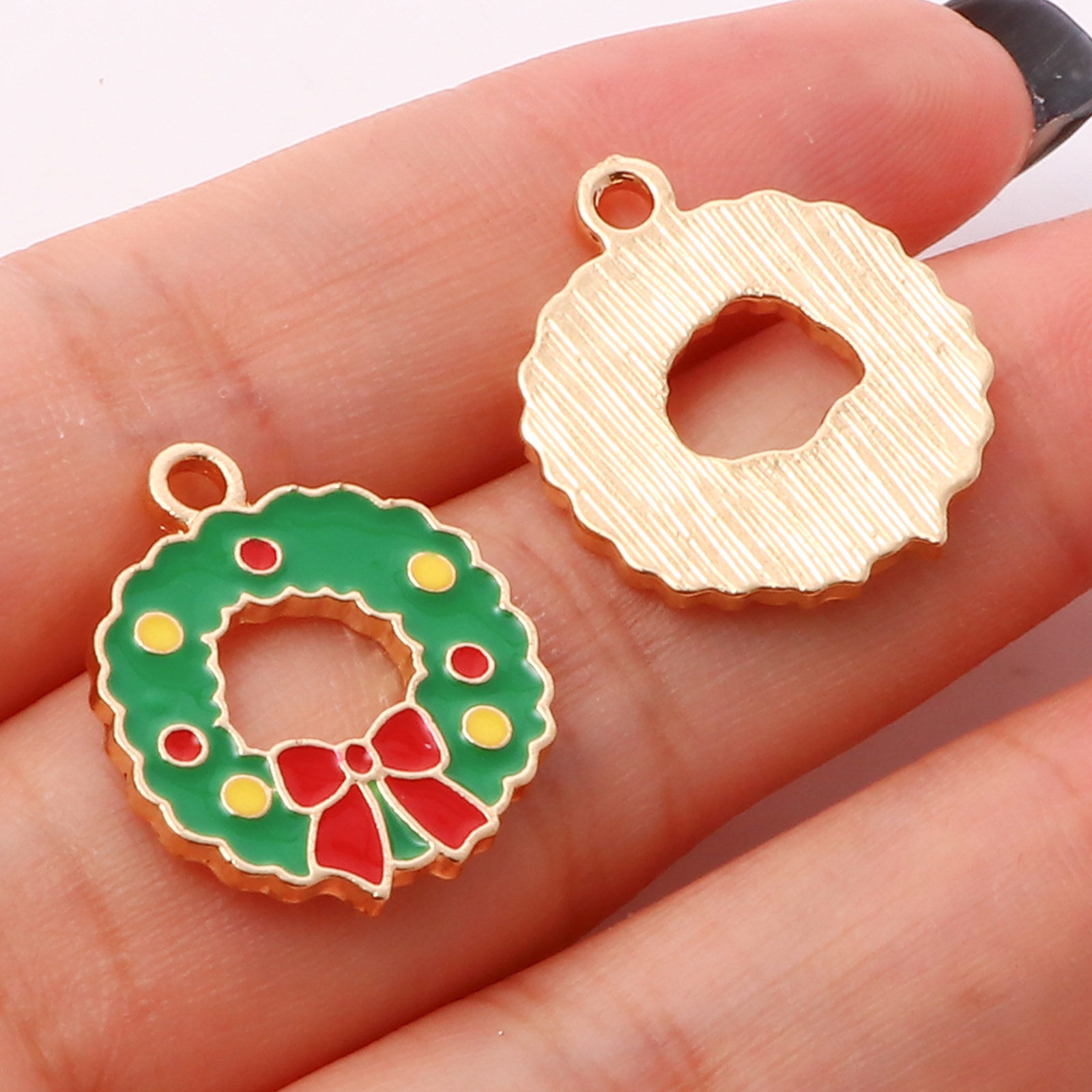 Picture of Zinc Based Alloy Christmas Charms Gold Plated Multicolor Enamel