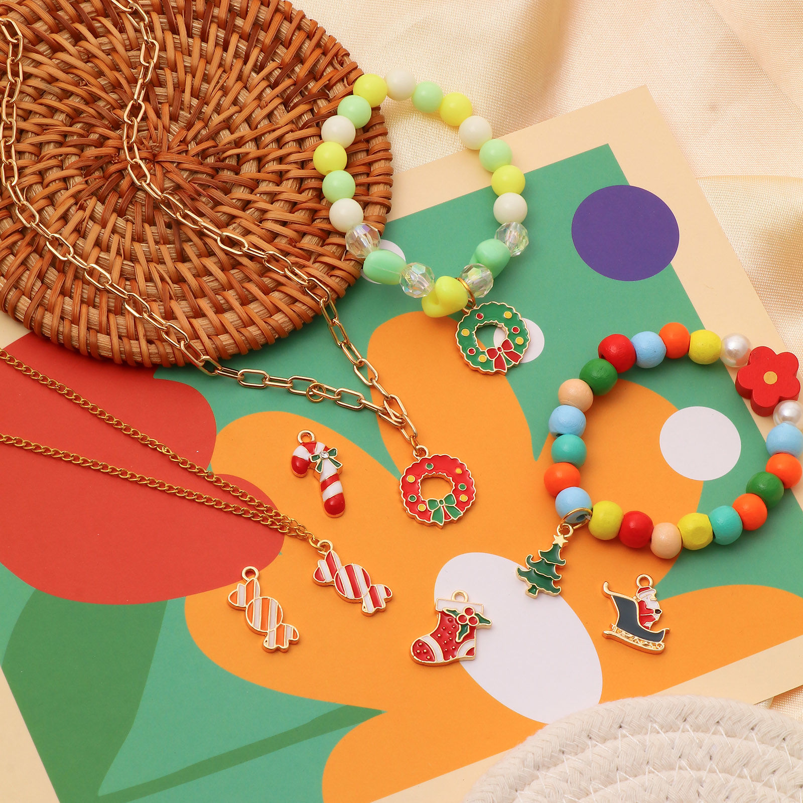 Picture of Zinc Based Alloy Christmas Charms Gold Plated Multicolor Enamel