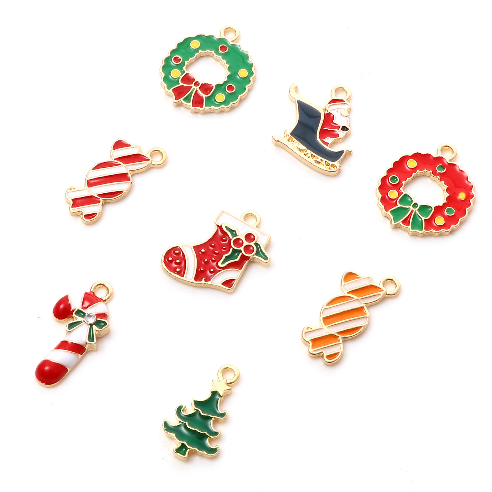 Picture of Zinc Based Alloy Christmas Charms Gold Plated Multicolor Enamel