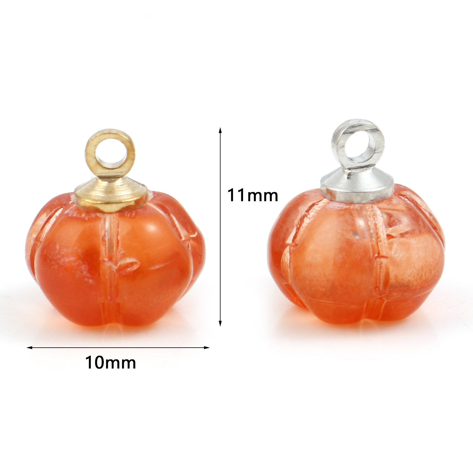Imagen de Vidrio Murano Halloween de Colgantes Charms Calabaza , Naranja 11mm x 10mm, 5 Unidades