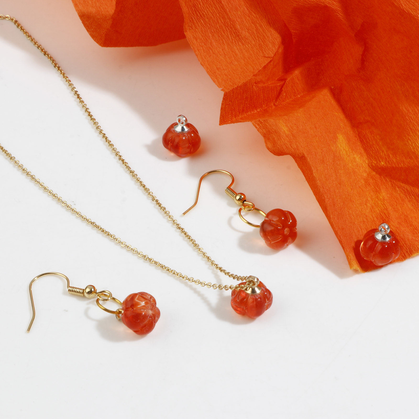 Imagen de Vidrio Murano Halloween de Colgantes Charms Calabaza , Naranja 11mm x 10mm, 5 Unidades