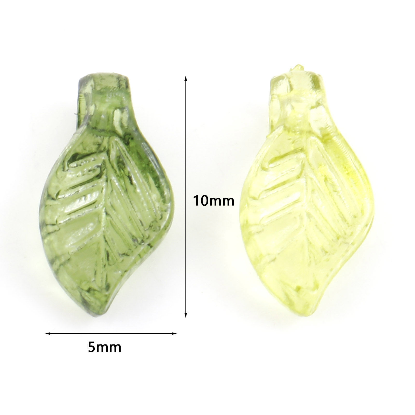 Picture of Lampwork Glass Charms Green Leaf 10mm x 5mm