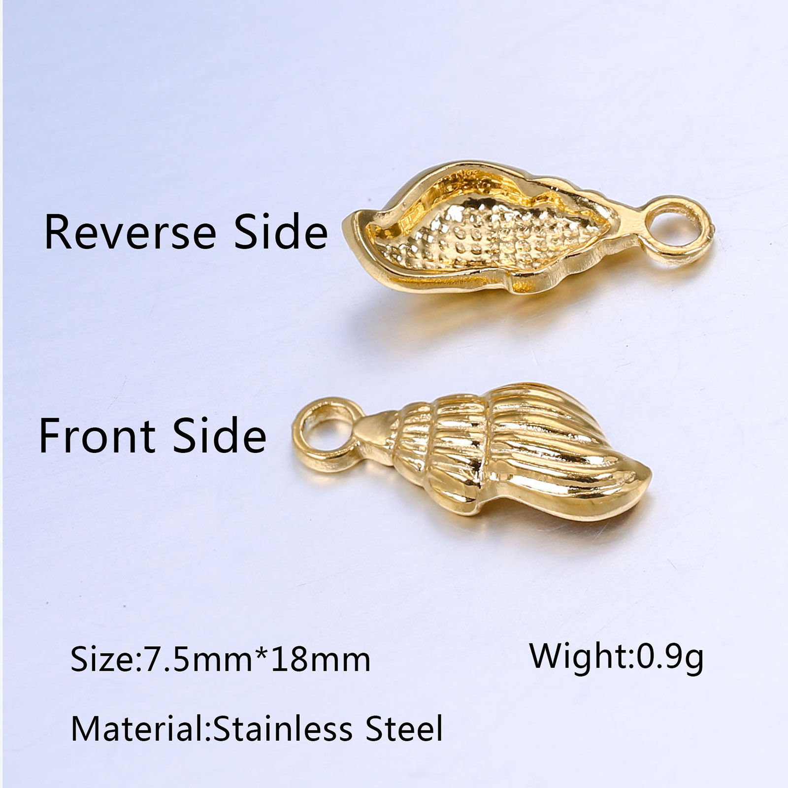 Imagen de Acero Inoxidable Colgantes Charms Caracola Multicolor 18mm x 7.5mm, 1 Unidad