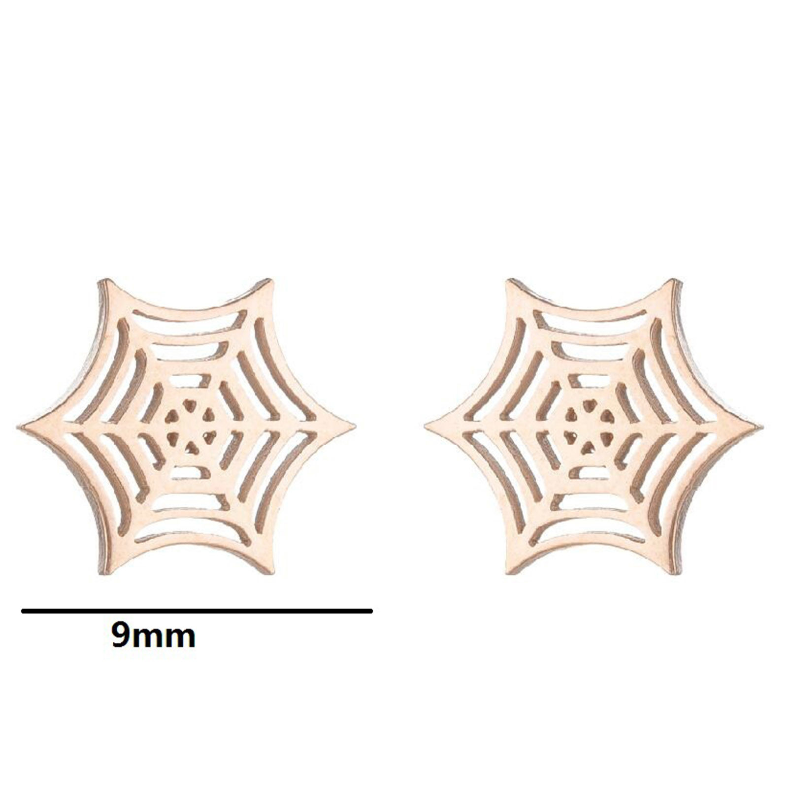 Picture of Titanium Steel Halloween Ear Post Stud Earrings Multicolor Cobweb Hollow 9mm x 9mm