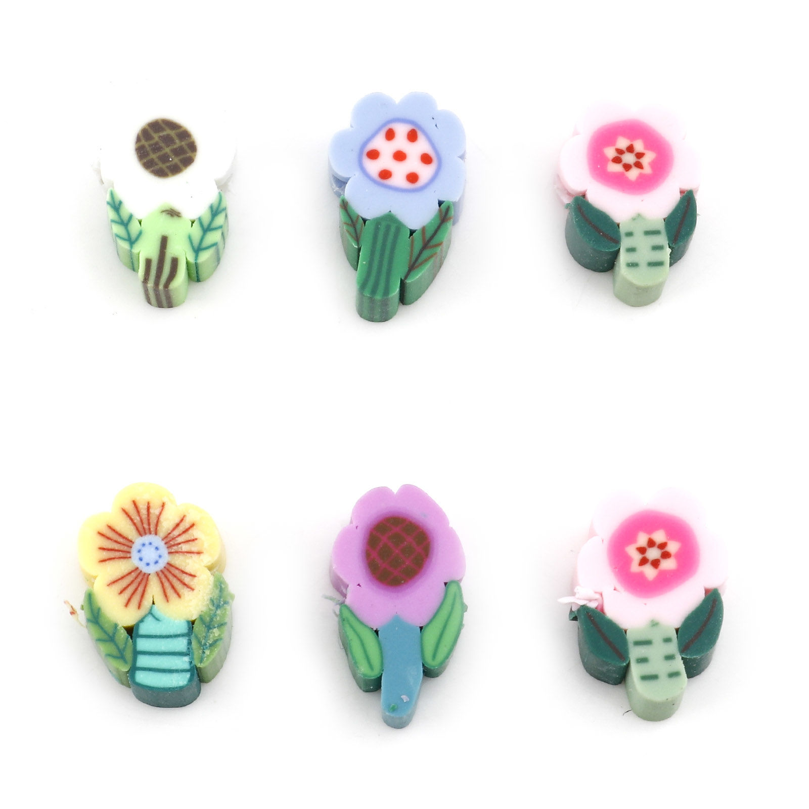 Bild von Polymer Ton Perlen Blume Blätter Bunt, 12mm x 8mm, Loch: 1.5mm, 100 Stück