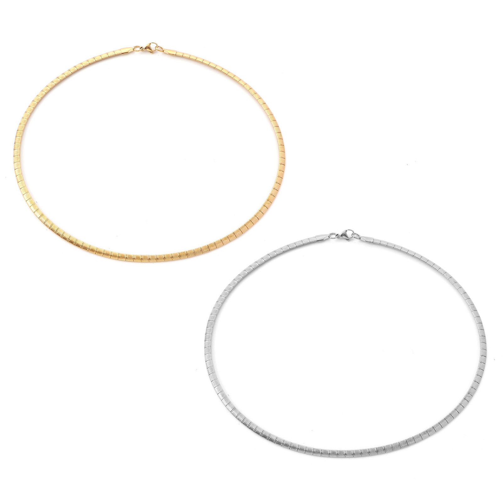 Imagen de 304 Acero Inoxidable Cadena Omega Collares Multicolor 45cm longitud, Cadena: 4mm, 1 Unidad