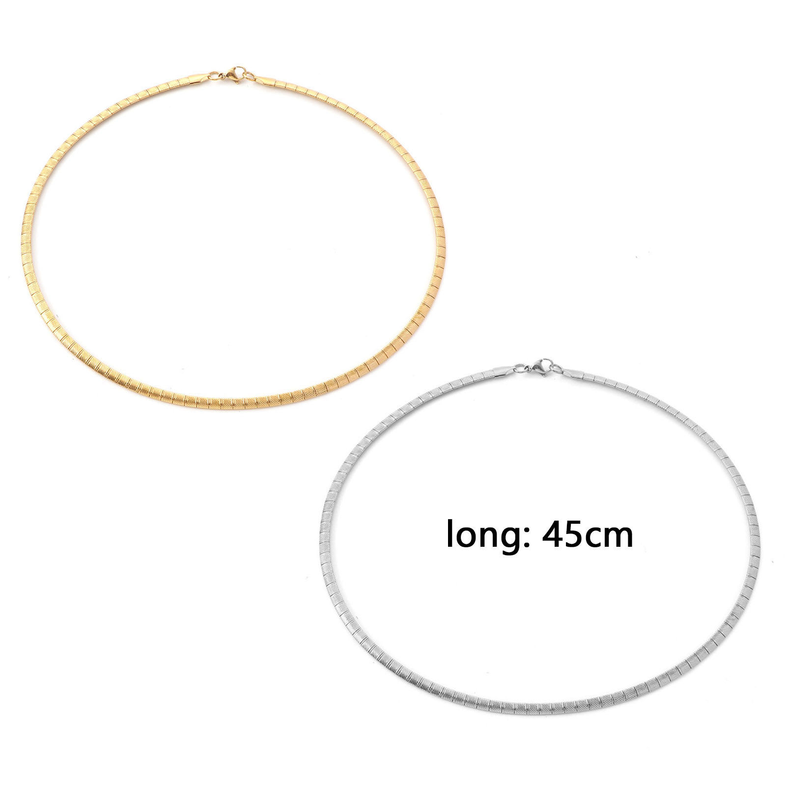 Imagen de 304 Acero Inoxidable Cadena Omega Collares Multicolor 45cm longitud, Cadena: 4mm, 1 Unidad