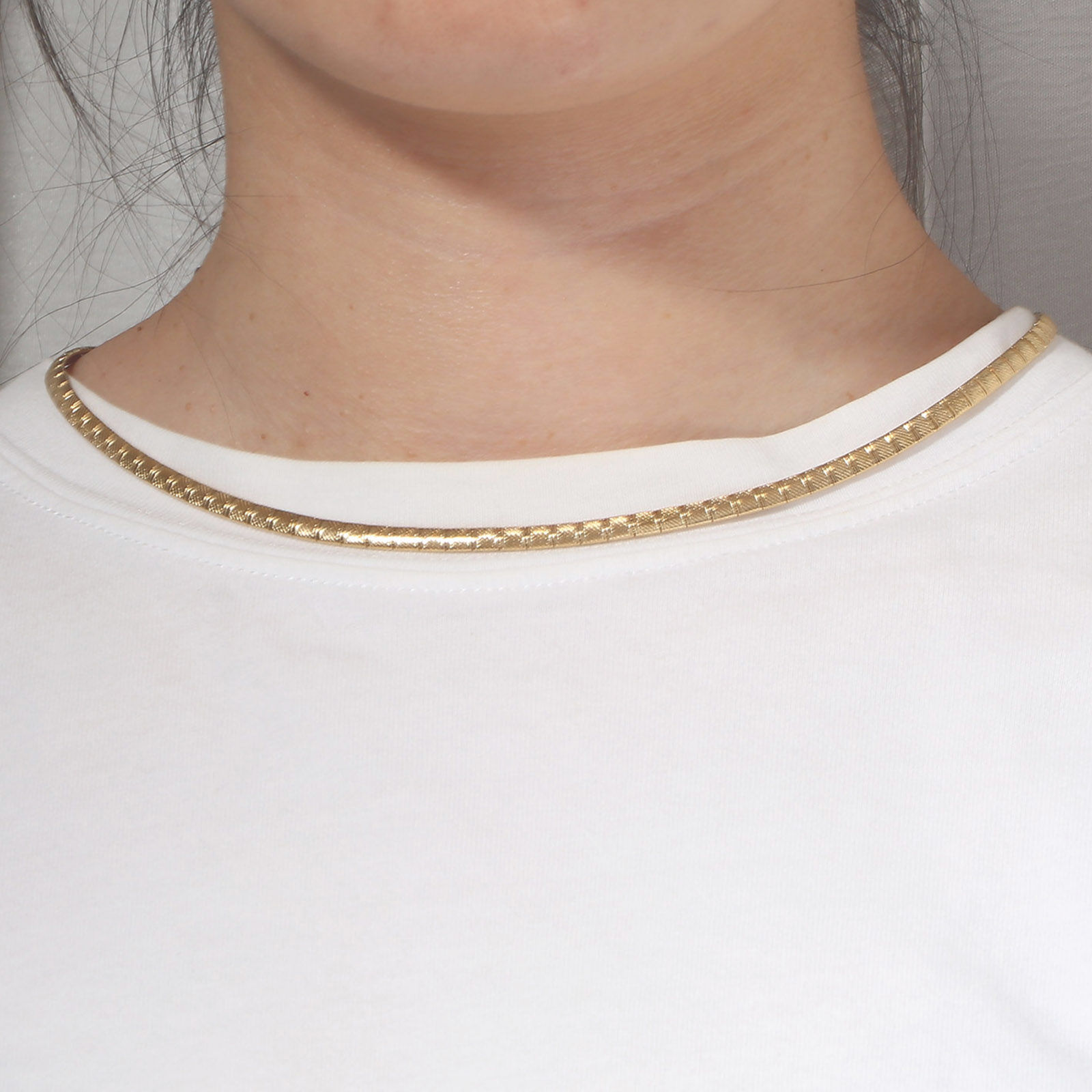 Imagen de 304 Acero Inoxidable Cadena Omega Collares Multicolor 45cm longitud, Cadena: 4mm, 1 Unidad