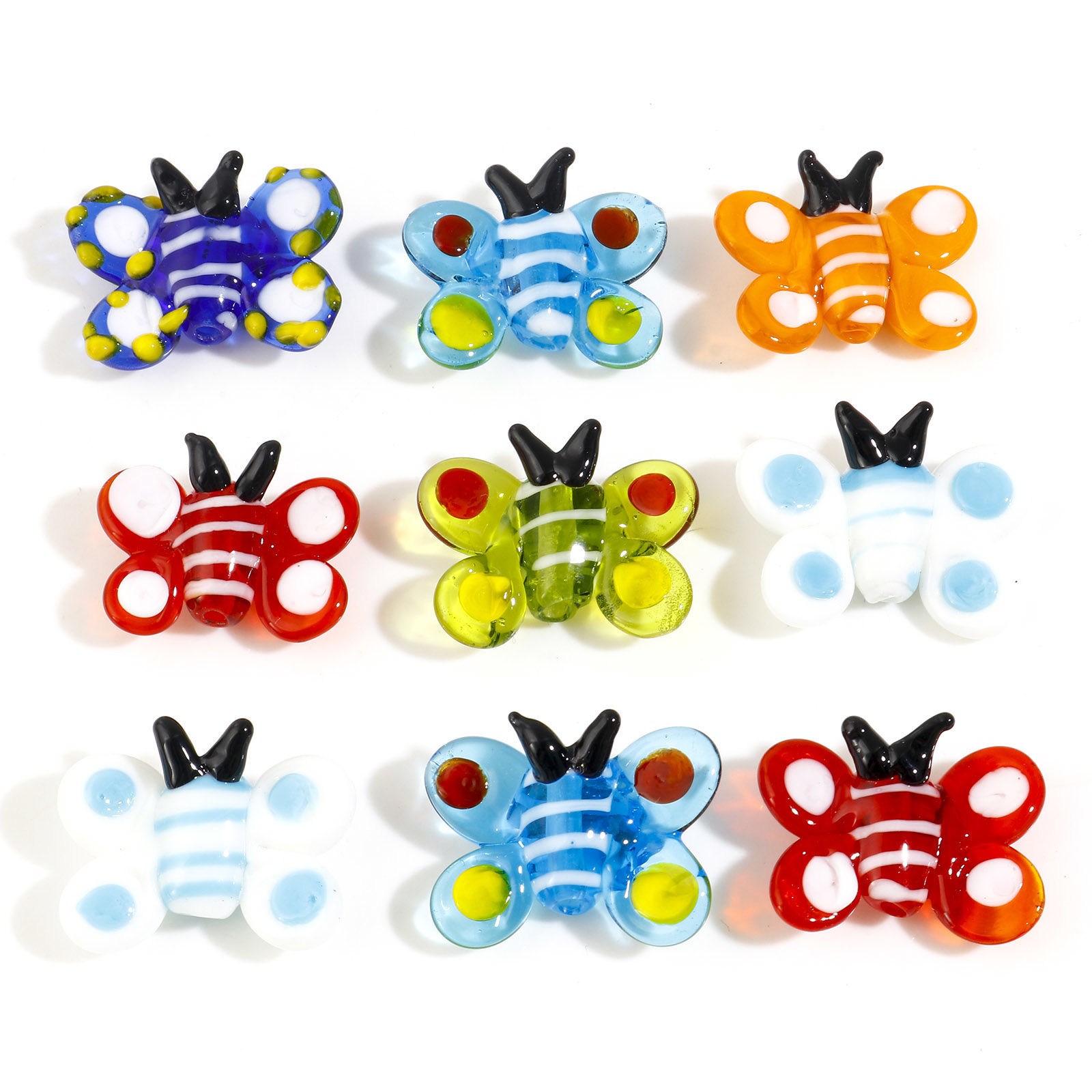 Picture of Lampwork Glass Insect Beads Butterfly Animal Multicolor About 24mm x 19mm