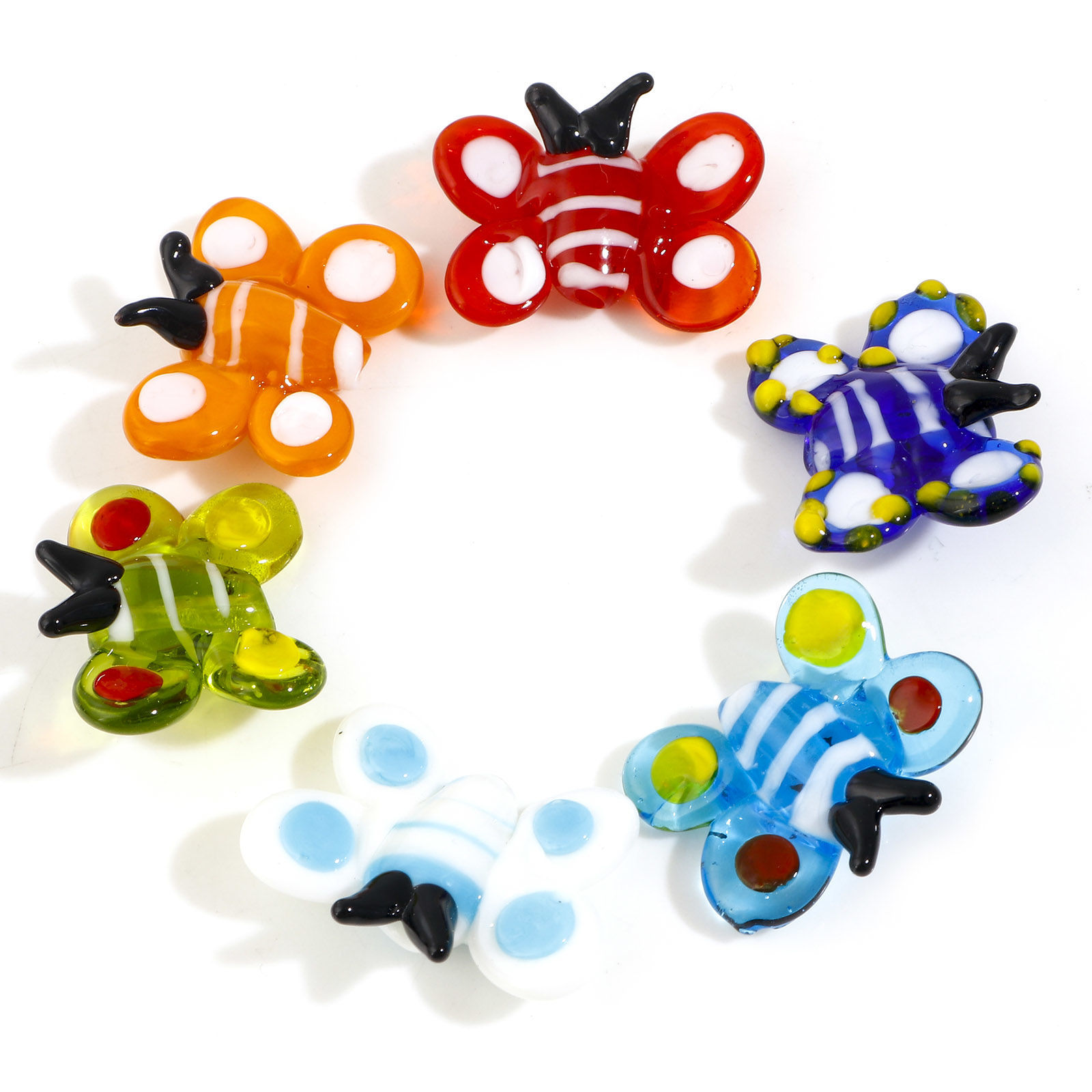 Picture of Lampwork Glass Insect Beads Butterfly Animal Multicolor About 24mm x 19mm