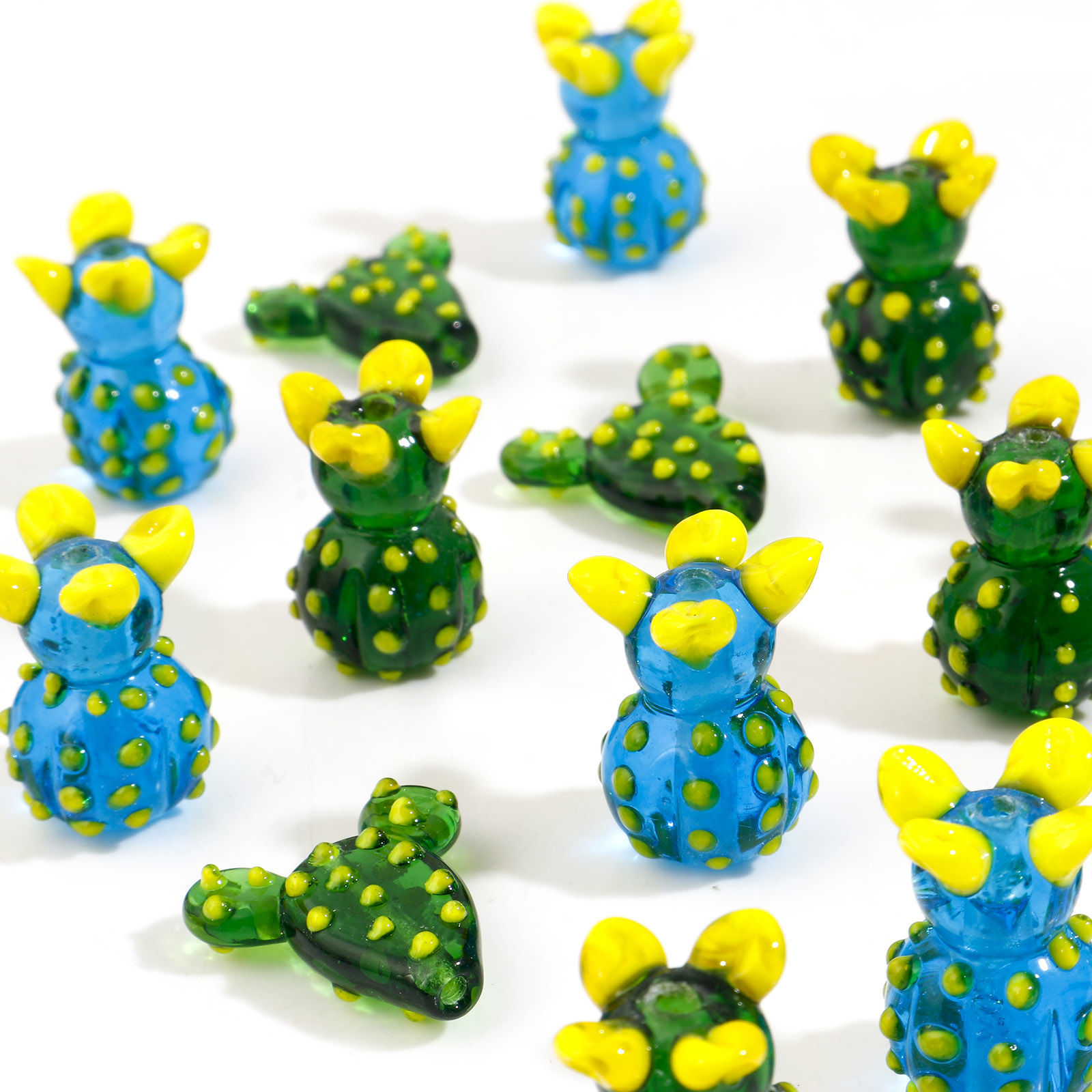 Bild von Muranoglas 3D Perlen Kaktus Bunt 2 Stück