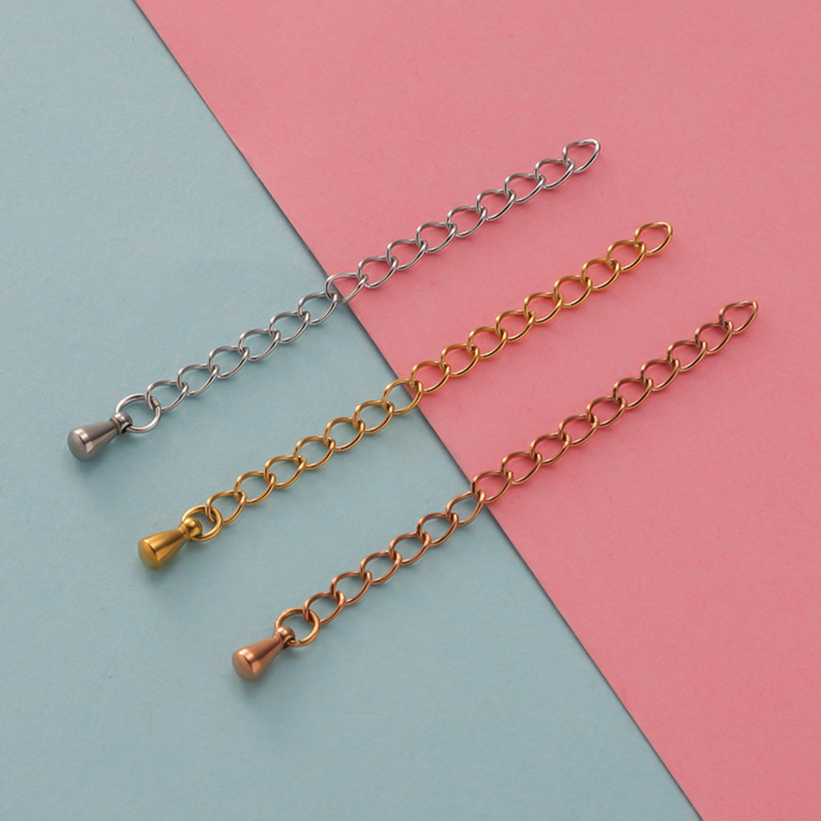 Bild von Edelstahl Verlängerungskette Extender Kette Für Halskette oder Armband Bunt Tropfen 10 Strange