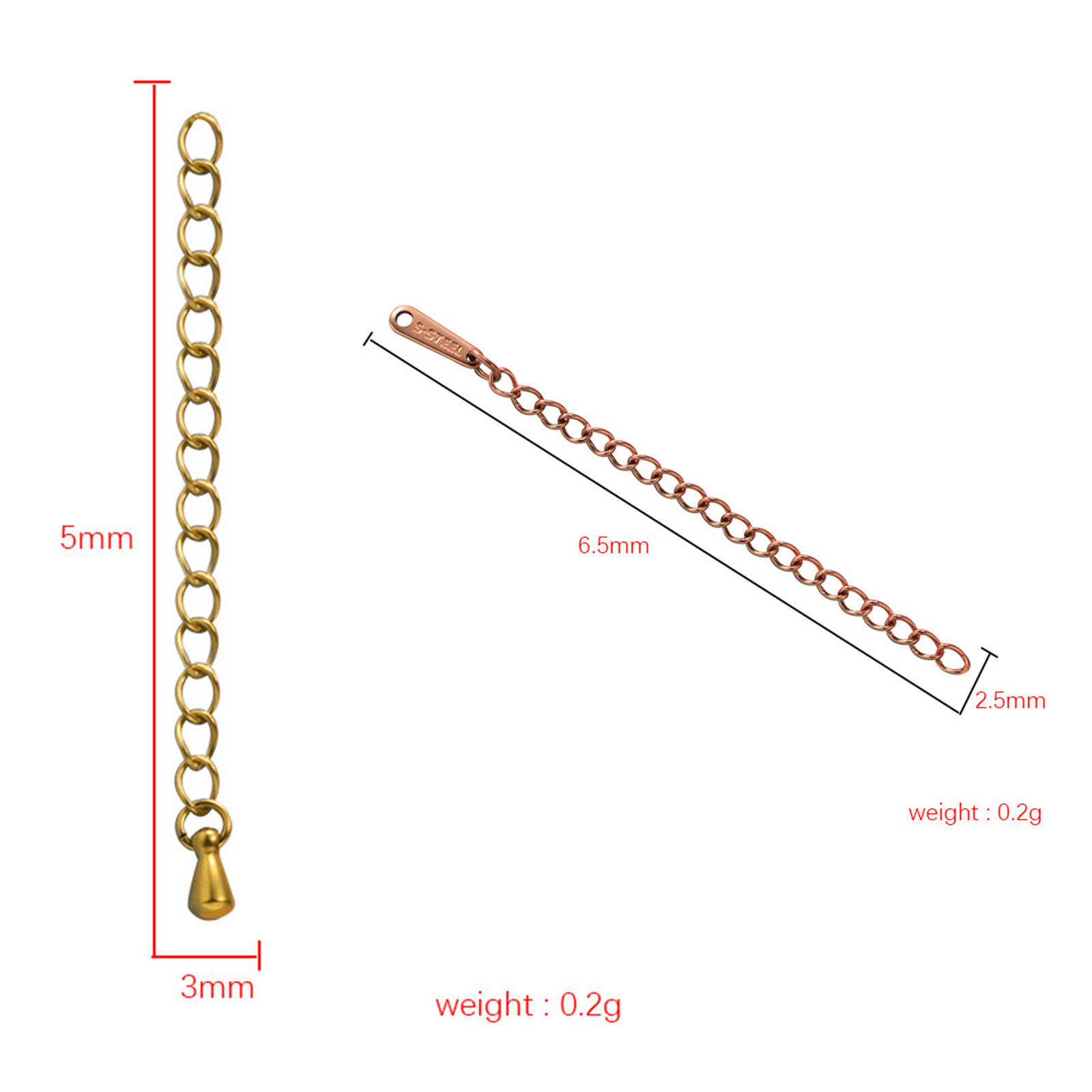 Bild von Edelstahl Verlängerungskette Extender Kette Für Halskette oder Armband Bunt Tropfen 10 Strange