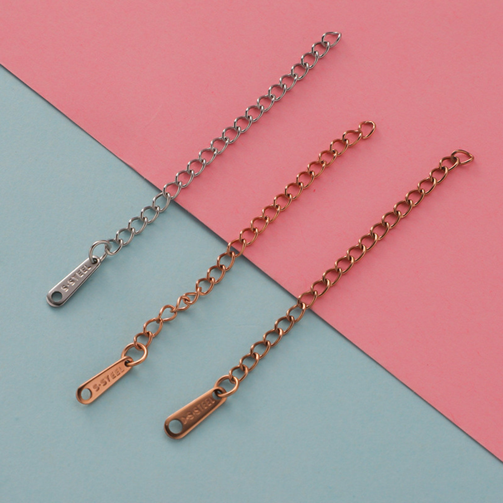 Bild von Edelstahl Verlängerungskette Extender Kette Für Halskette oder Armband Bunt Tropfen 10 Strange