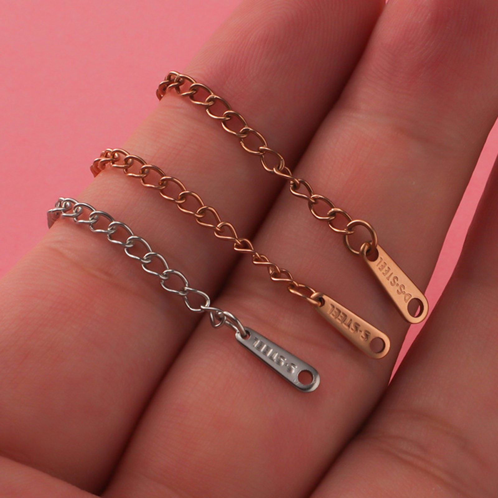 Bild von Edelstahl Verlängerungskette Extender Kette Für Halskette oder Armband Bunt Tropfen 10 Strange