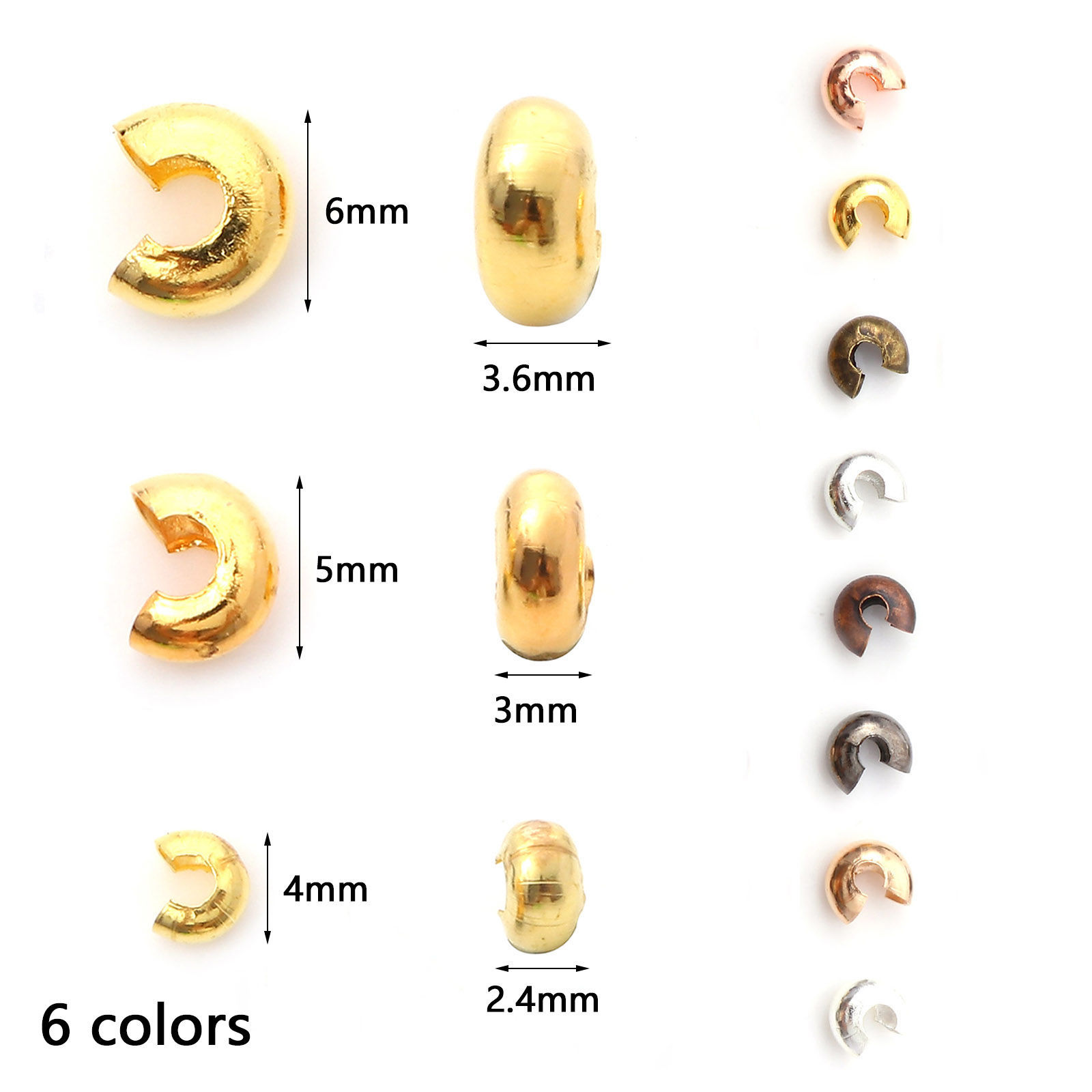 Picture of Iron Based Alloy Crimp Beads Cover Round Multicolor Open