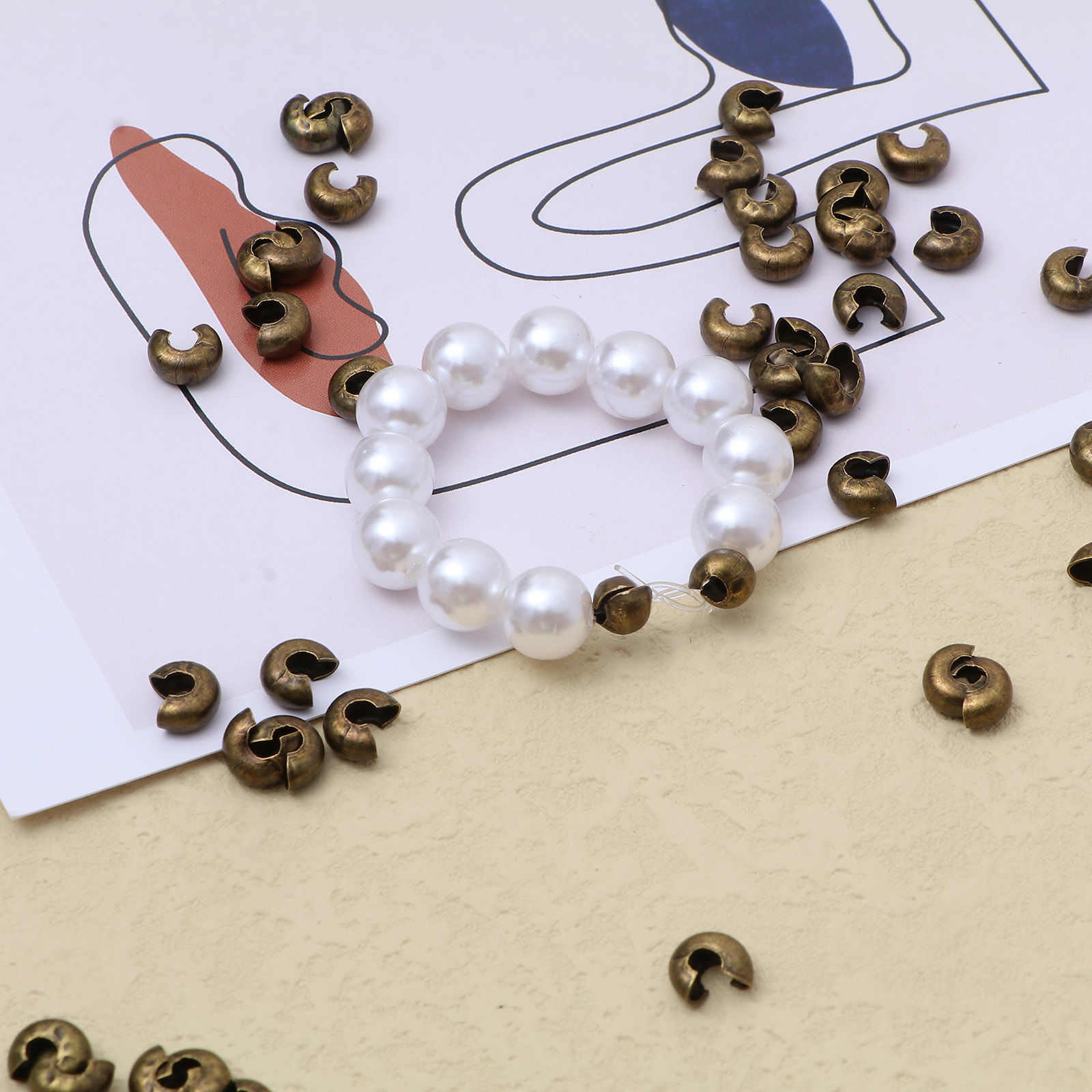 Picture of Iron Based Alloy Crimp Beads Cover Round Multicolor Open