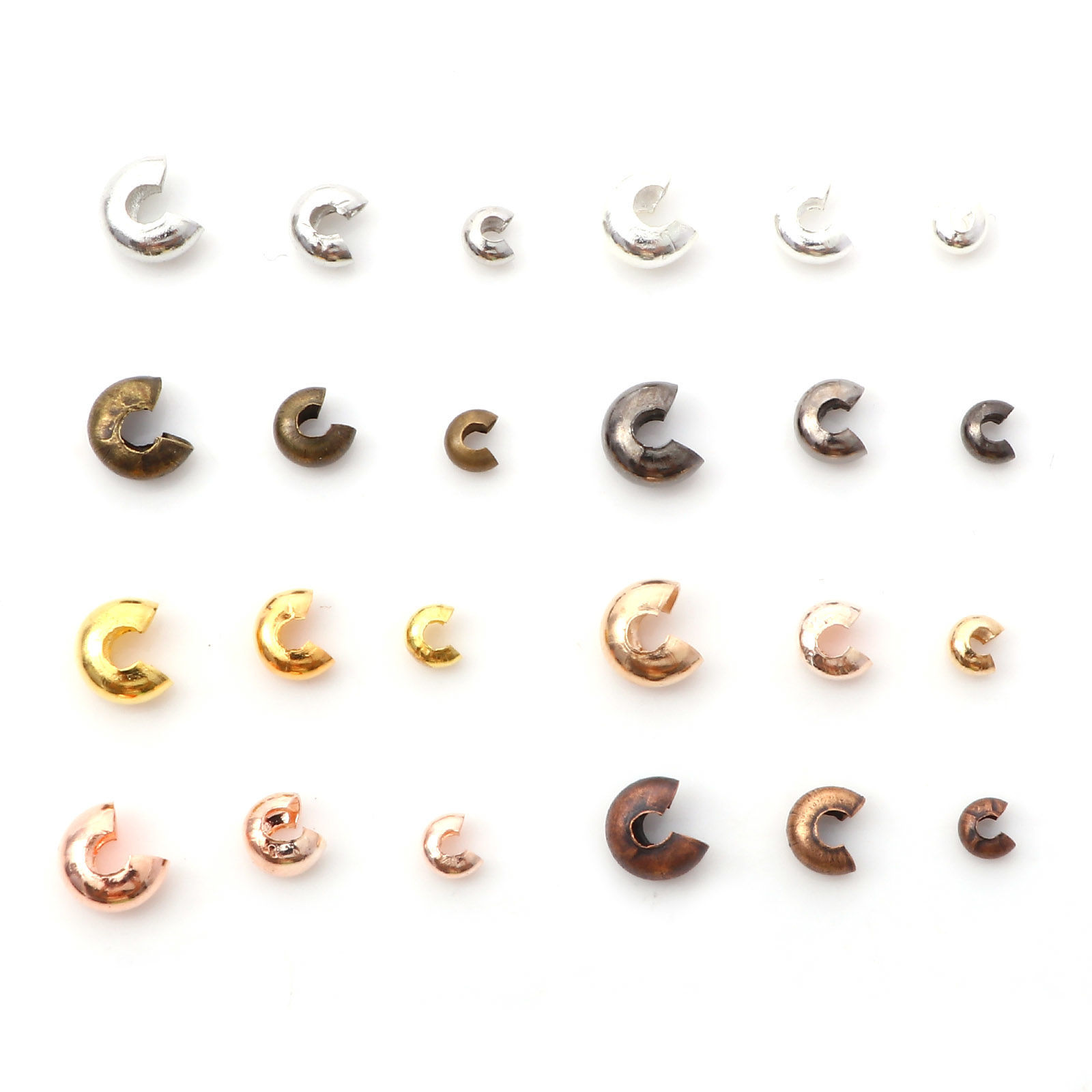 Picture of Iron Based Alloy Crimp Beads Cover Round Multicolor Open