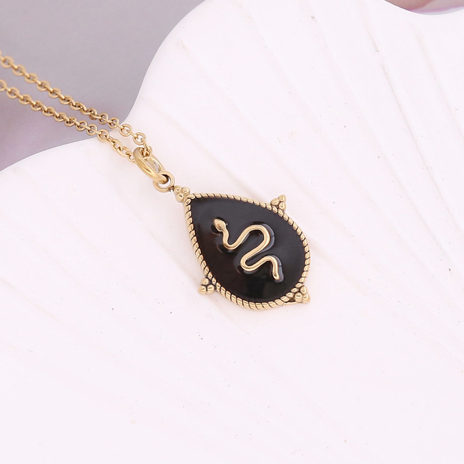 Imagen de Acero Inoxidable Religión Link Curb Chain Collares Chapado en Oro Multicolor Geométrico Mal de ojo Esmalte 40cm longitud, 1 Unidad