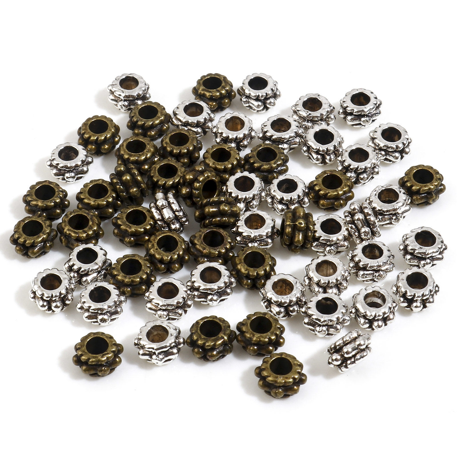Picture of Zinc Based Alloy Spacer Beads Drum Multicolor Dot About 5mm x 3mm