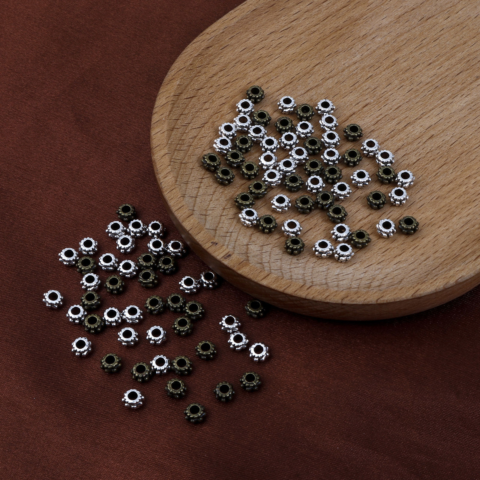 Picture of Zinc Based Alloy Spacer Beads Drum Multicolor Dot About 5mm x 3mm