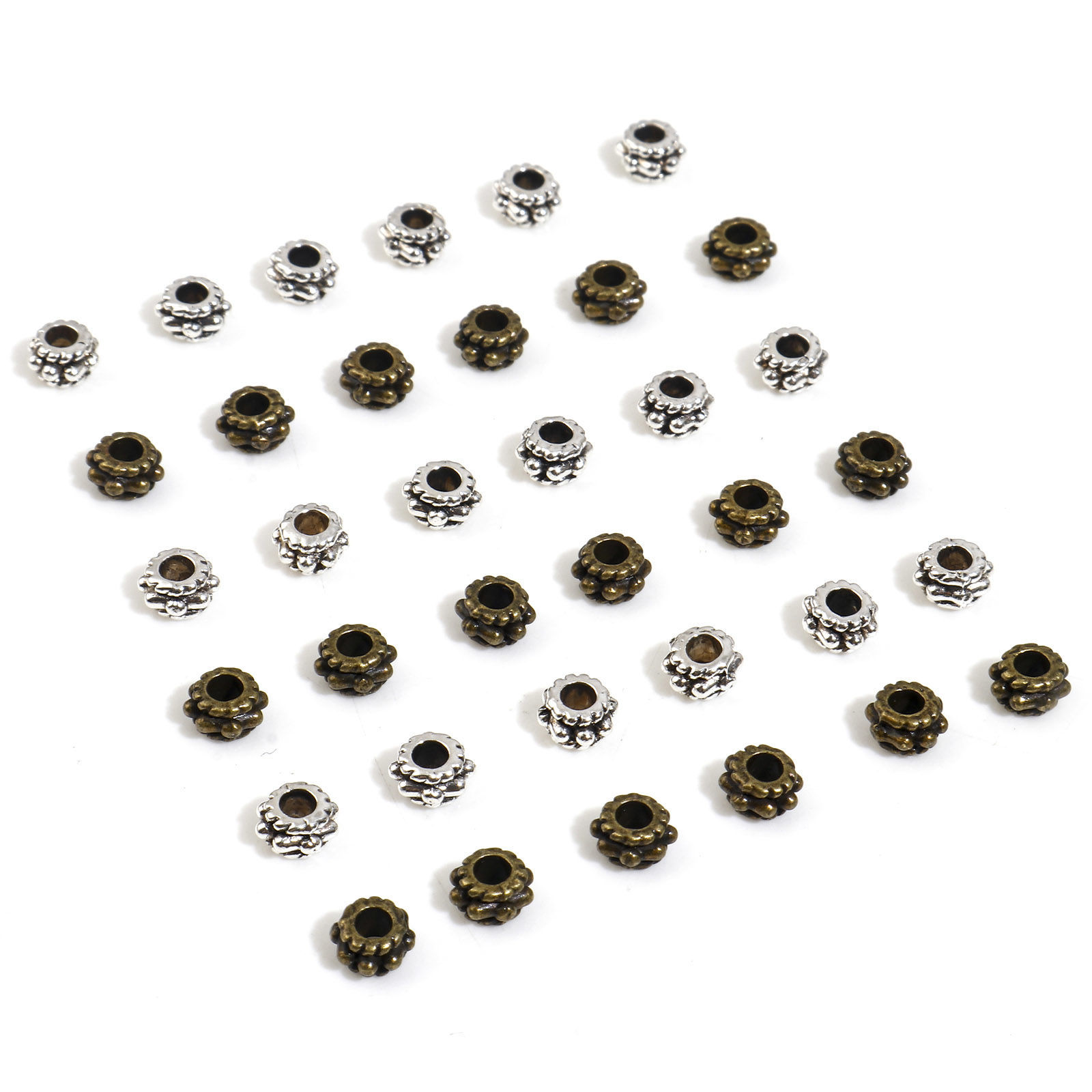 Picture of Zinc Based Alloy Spacer Beads Drum Multicolor Dot About 5mm x 3mm