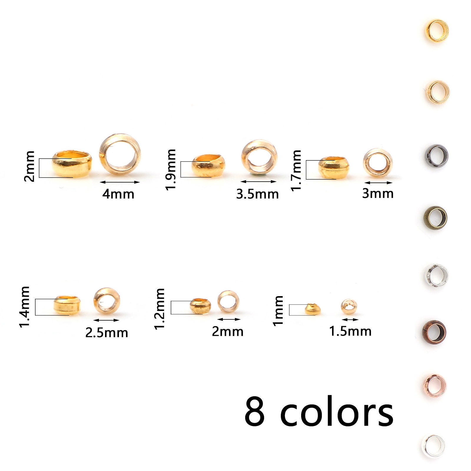 Picture of Brass Crimp Beads Cover Round Multicolor