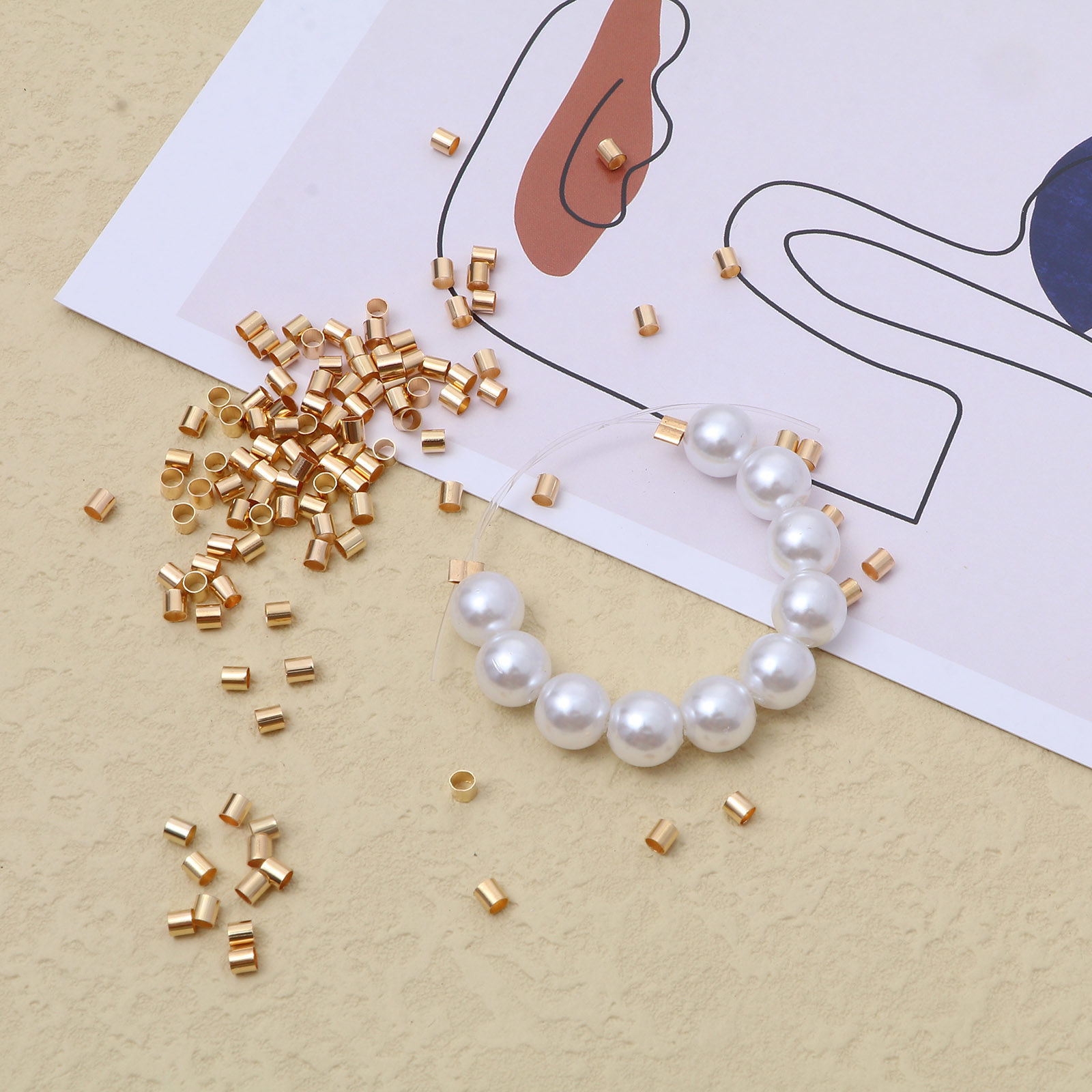 Picture of Brass Crimp Beads Cover Tube Multicolor