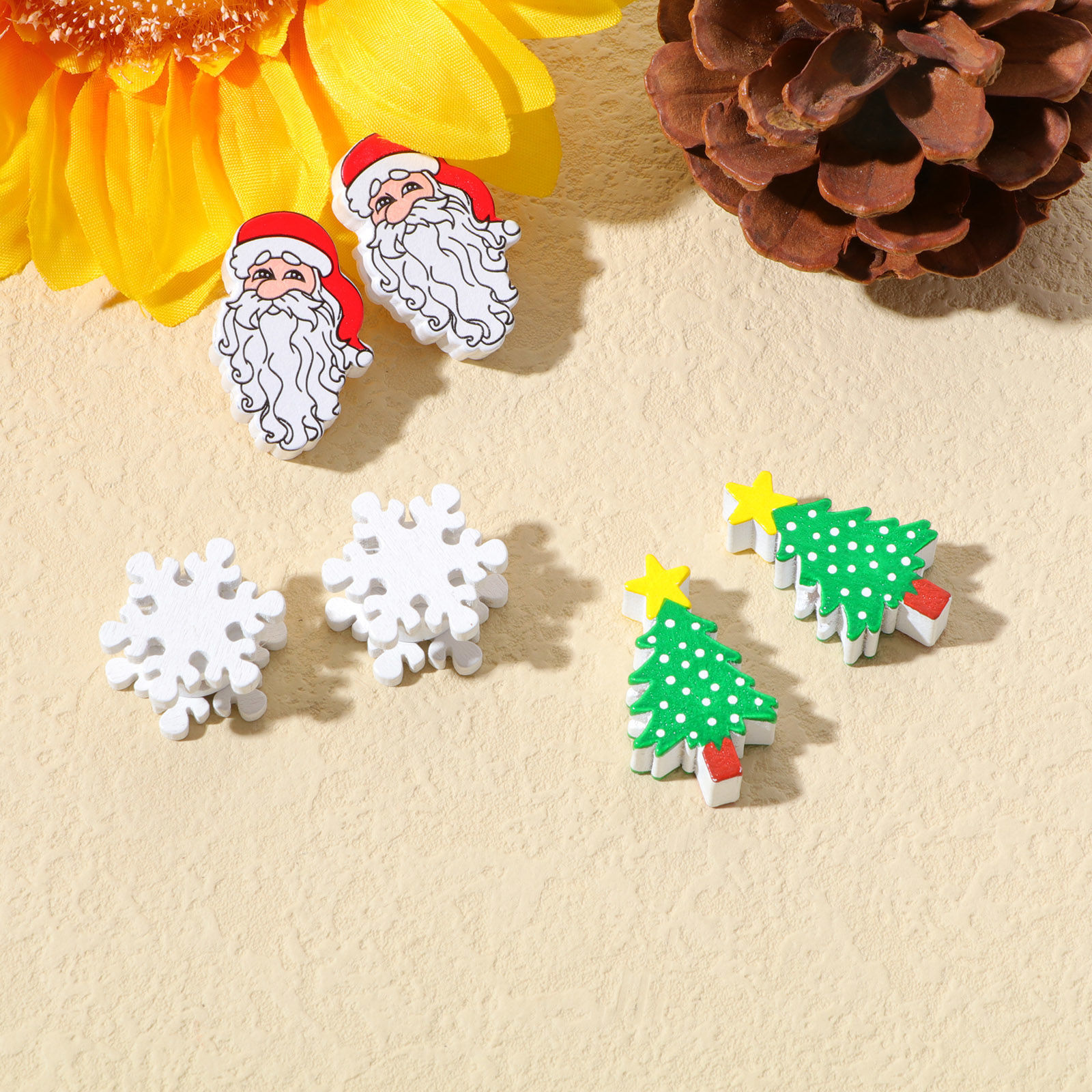 Imagen de Madera Navidad Espaciador Cuentas Multicolor 10 Unidades