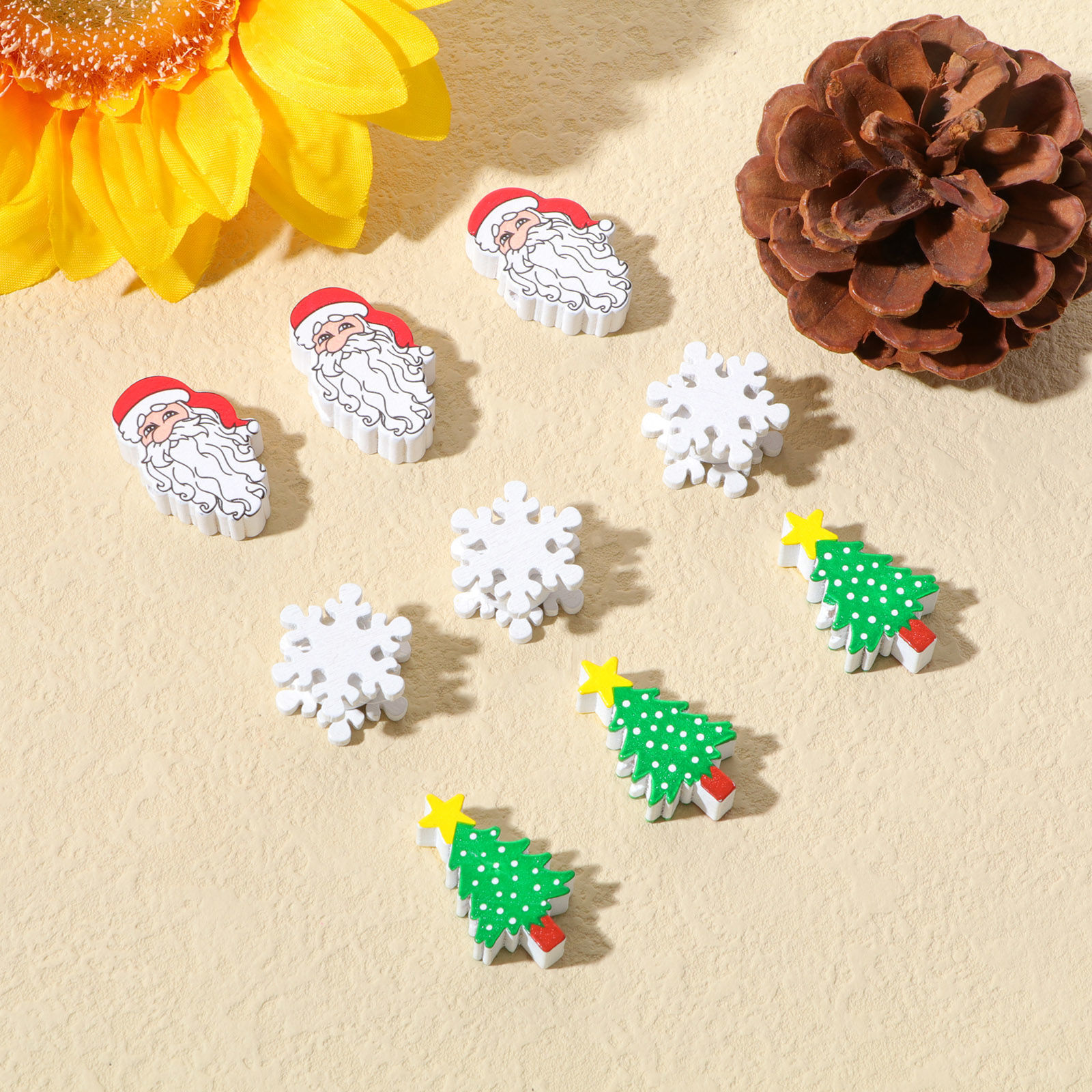 Imagen de Madera Navidad Espaciador Cuentas Multicolor 10 Unidades