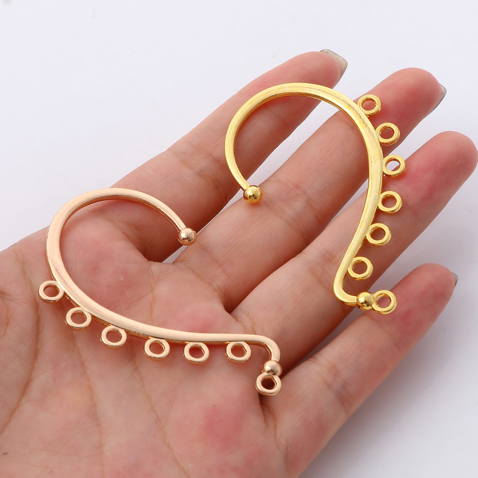 Bild von Zinklegierung Ohrklemme Klipp Ohrring Fischhaken Bunt Mit Öse 5.9cm x 3.5cm, 10 Stück