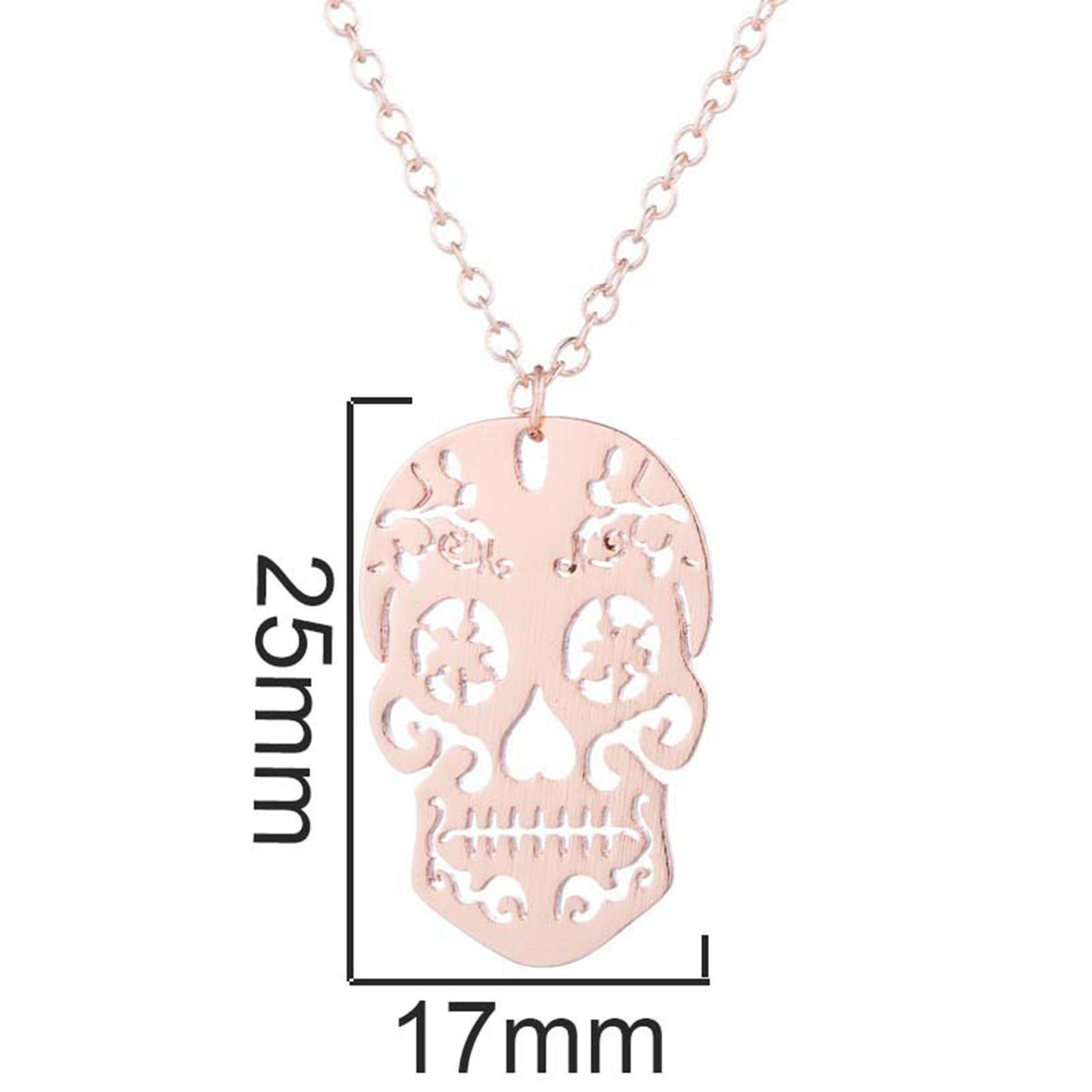 Imagen de Acero Inoxidable Halloween Cable Cadena Cruz Collares Multicolor Cráneo Filigrana Hueco 45cm longitud, 1 Unidad