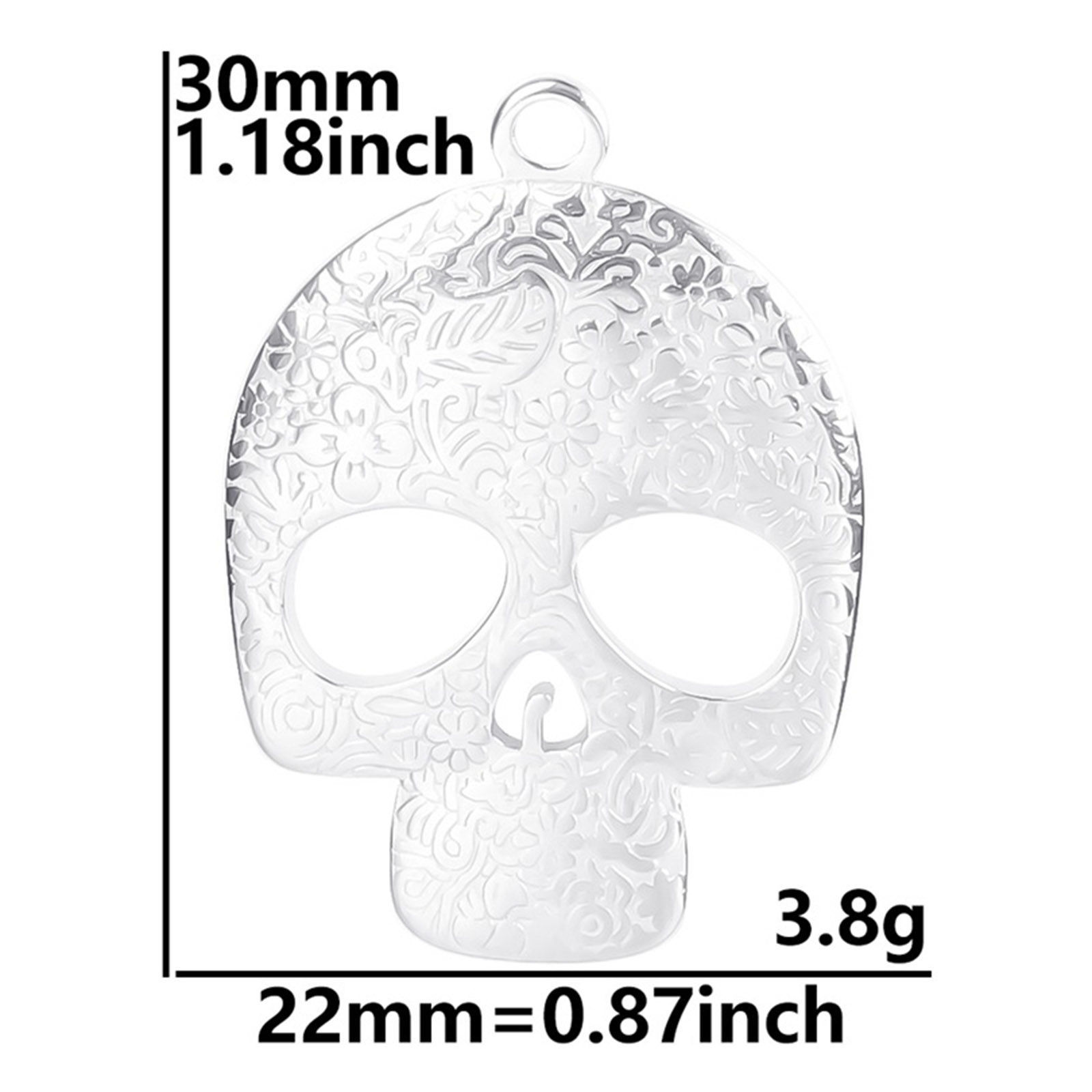 Imagen de Acero Inoxidable Halloween Colgantes Charms Cráneo Multicolor Tallado Hueco 2 Unidades