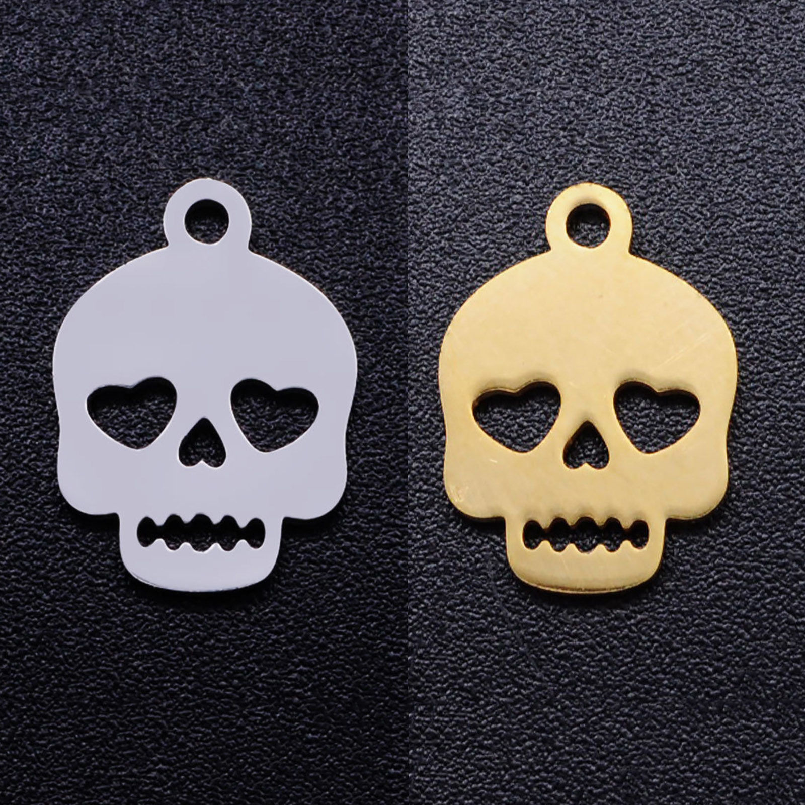 Picture of Stainless Steel Halloween Charms Multicolor Skull Heart Hollow 14mm x 10mm
