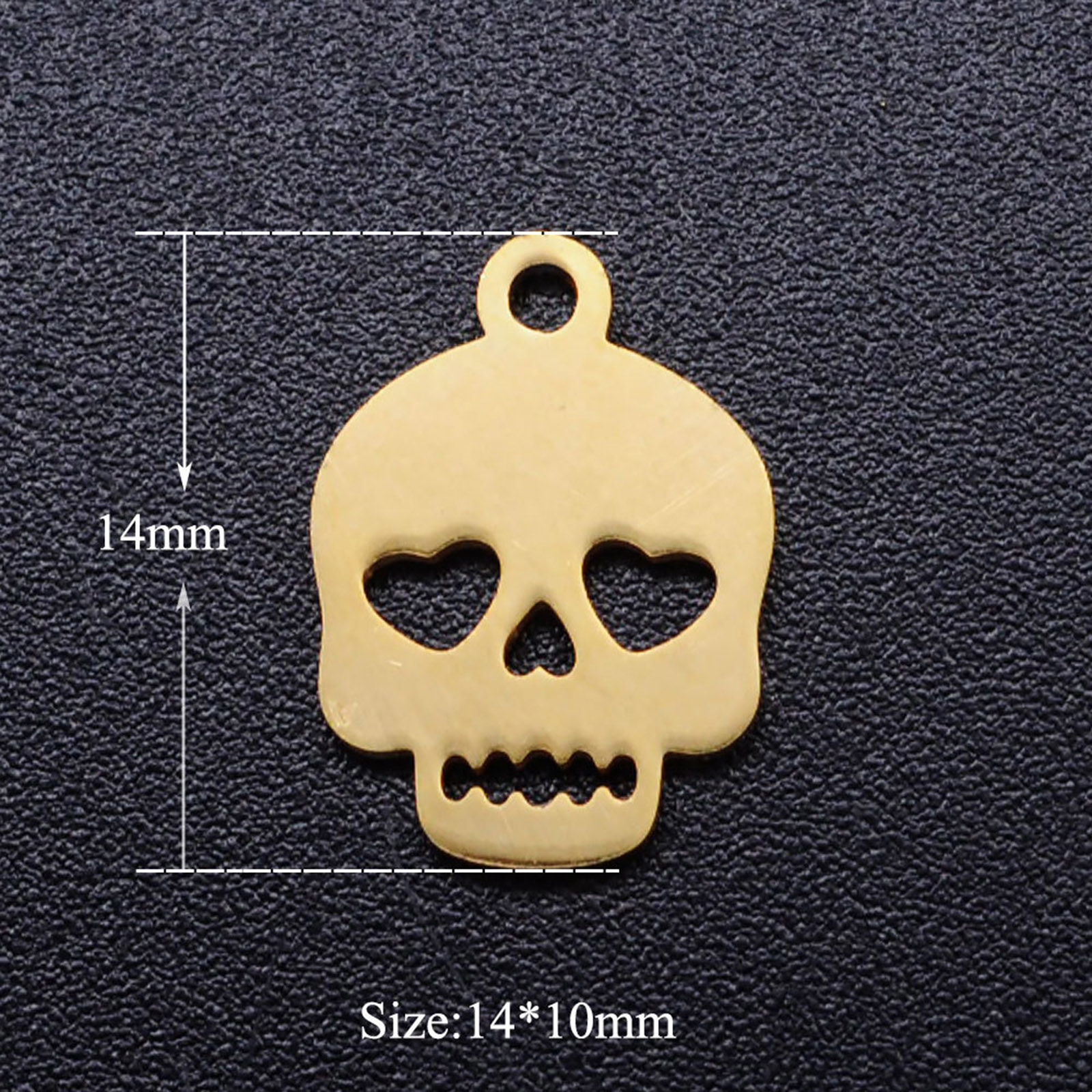 Picture of Stainless Steel Halloween Charms Multicolor Skull Heart Hollow 14mm x 10mm