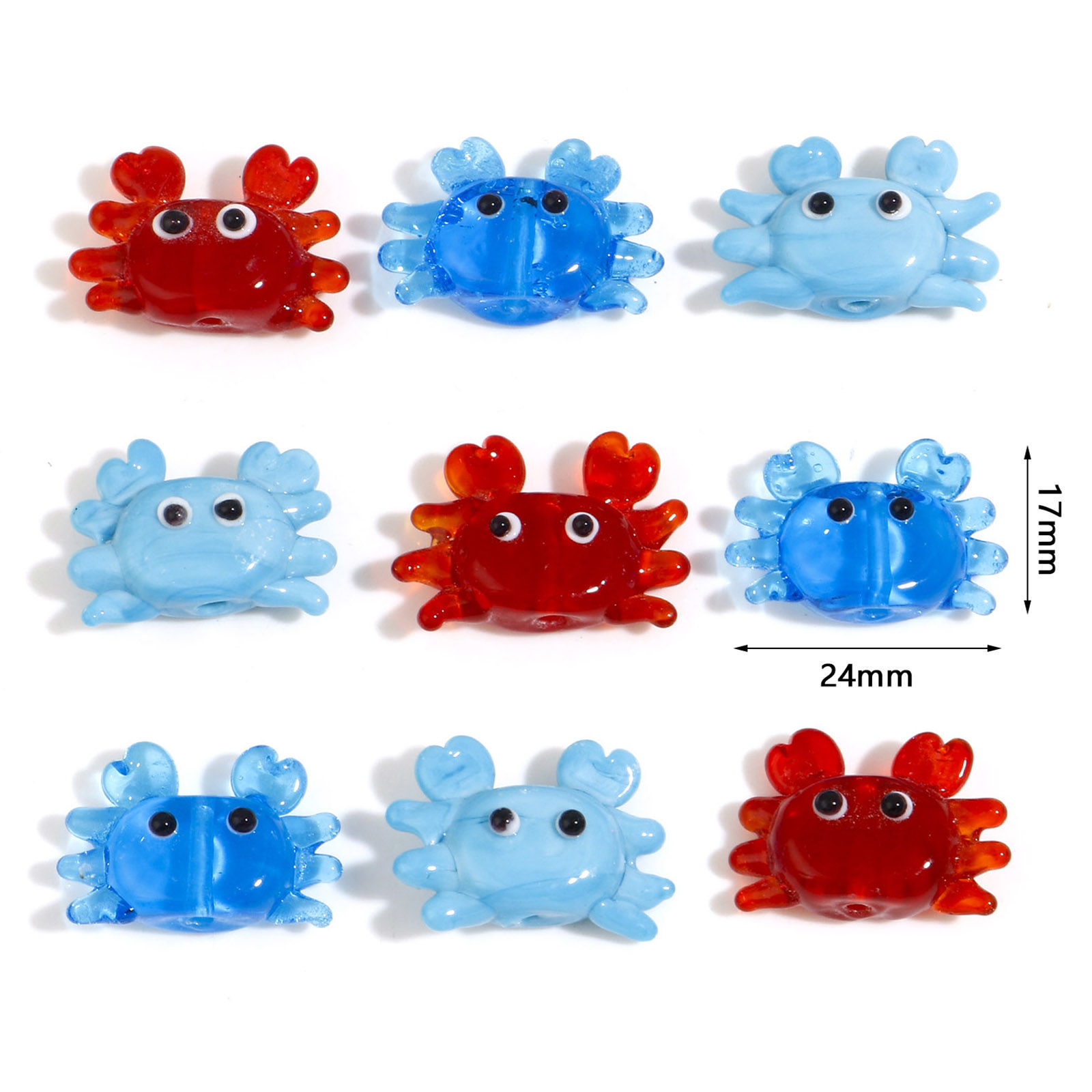Picture of Lampwork Glass Ocean Jewelry Beads Crab Animal Multicolor About 24mm x 17mm