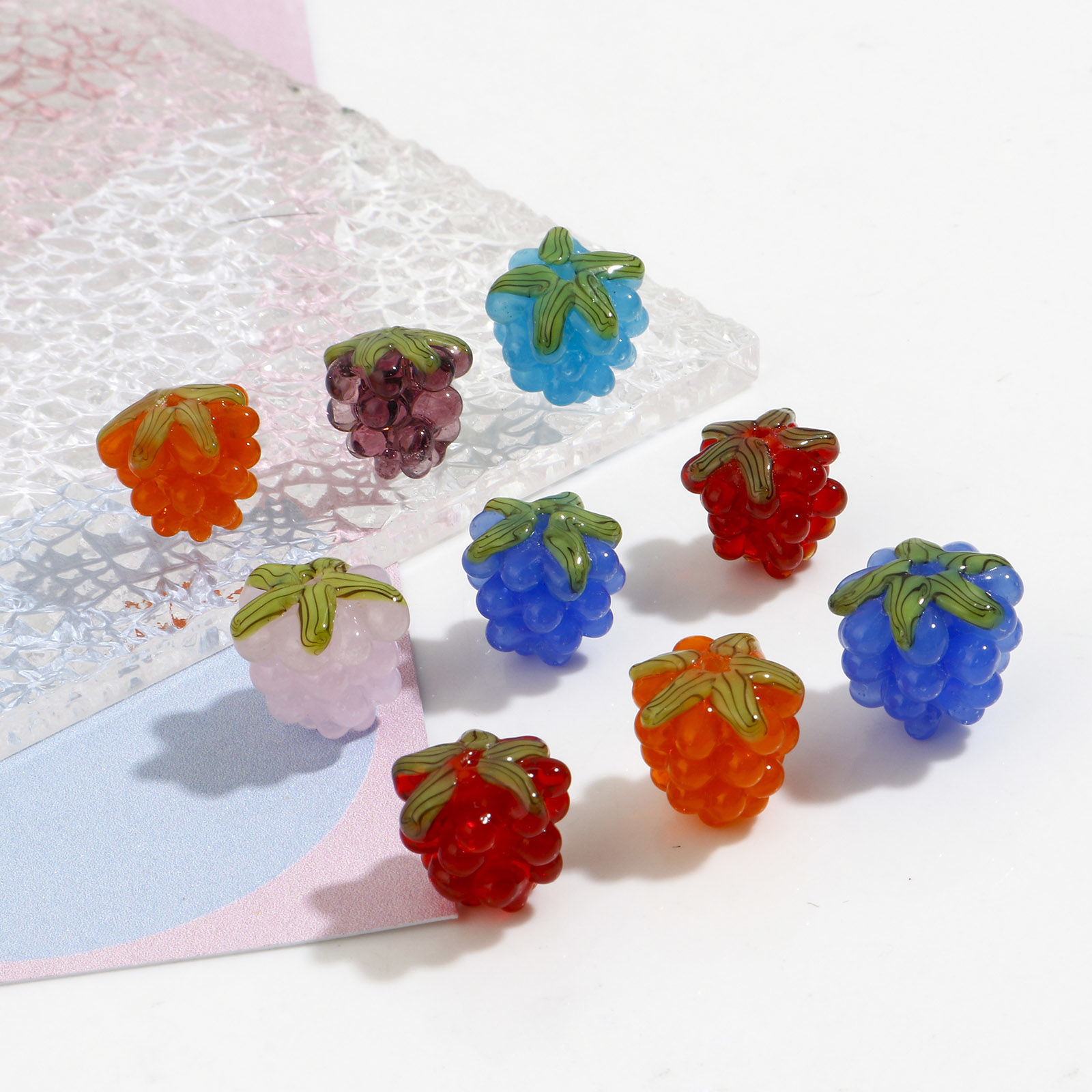 Bild von Muranoglas 3D Perlen Weintraube Bunt ca 13mm x 12mm, Loch:ca. 0.8mm, 1 Stück