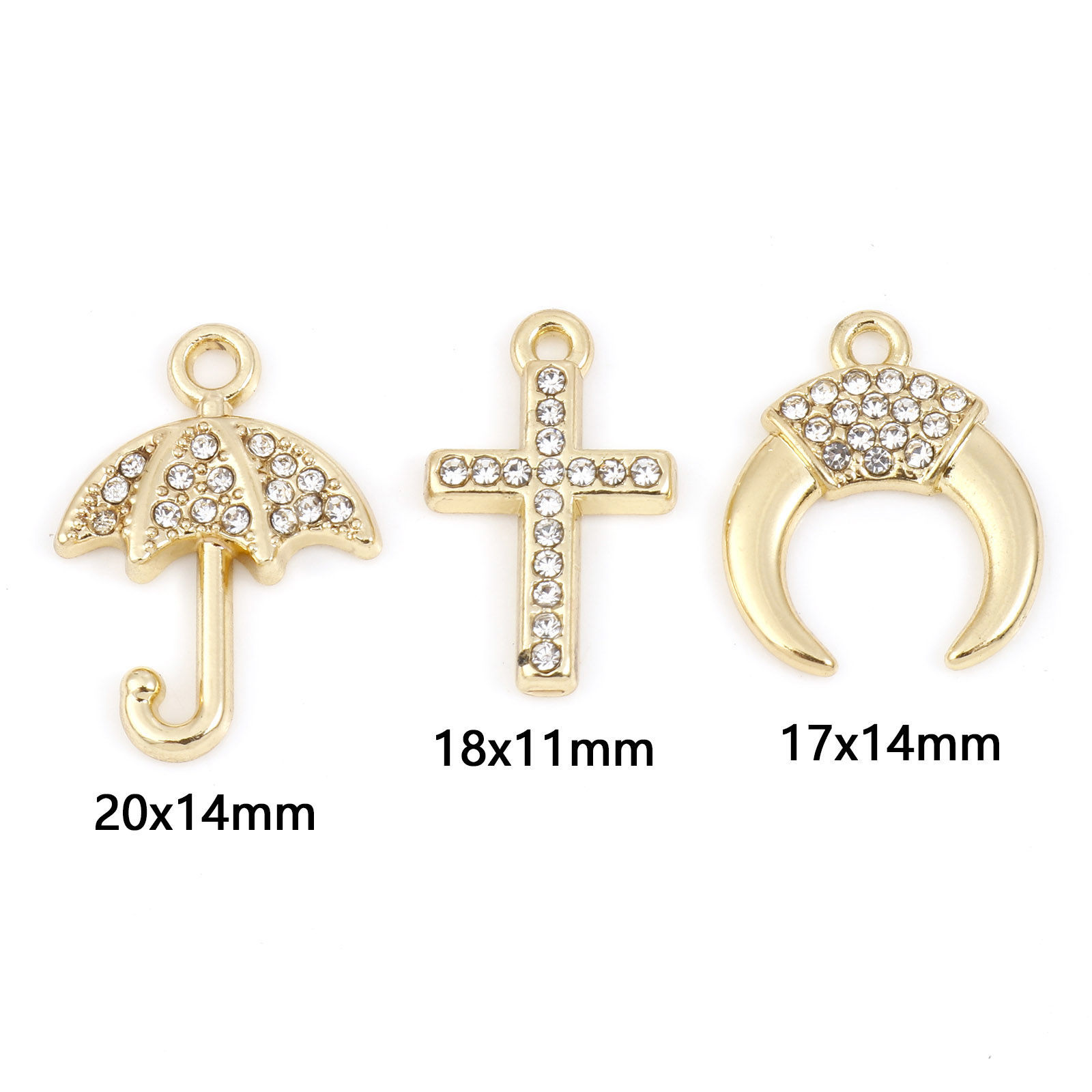 Изображение Цинковый Сплав Бижутерия усыпанная мелким фианит Подвески Позолоченный 5 ШТ