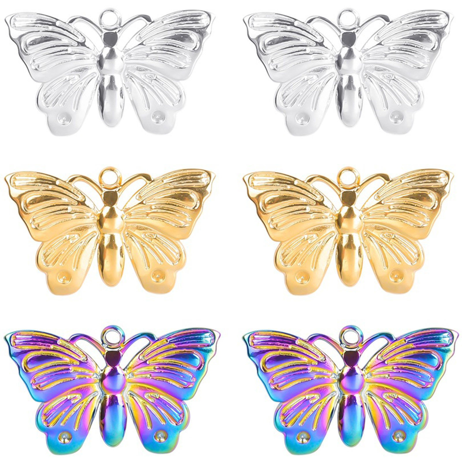 Picture of Stainless Steel Insect Charms Multicolor Butterfly Animal 22mm x 14mm