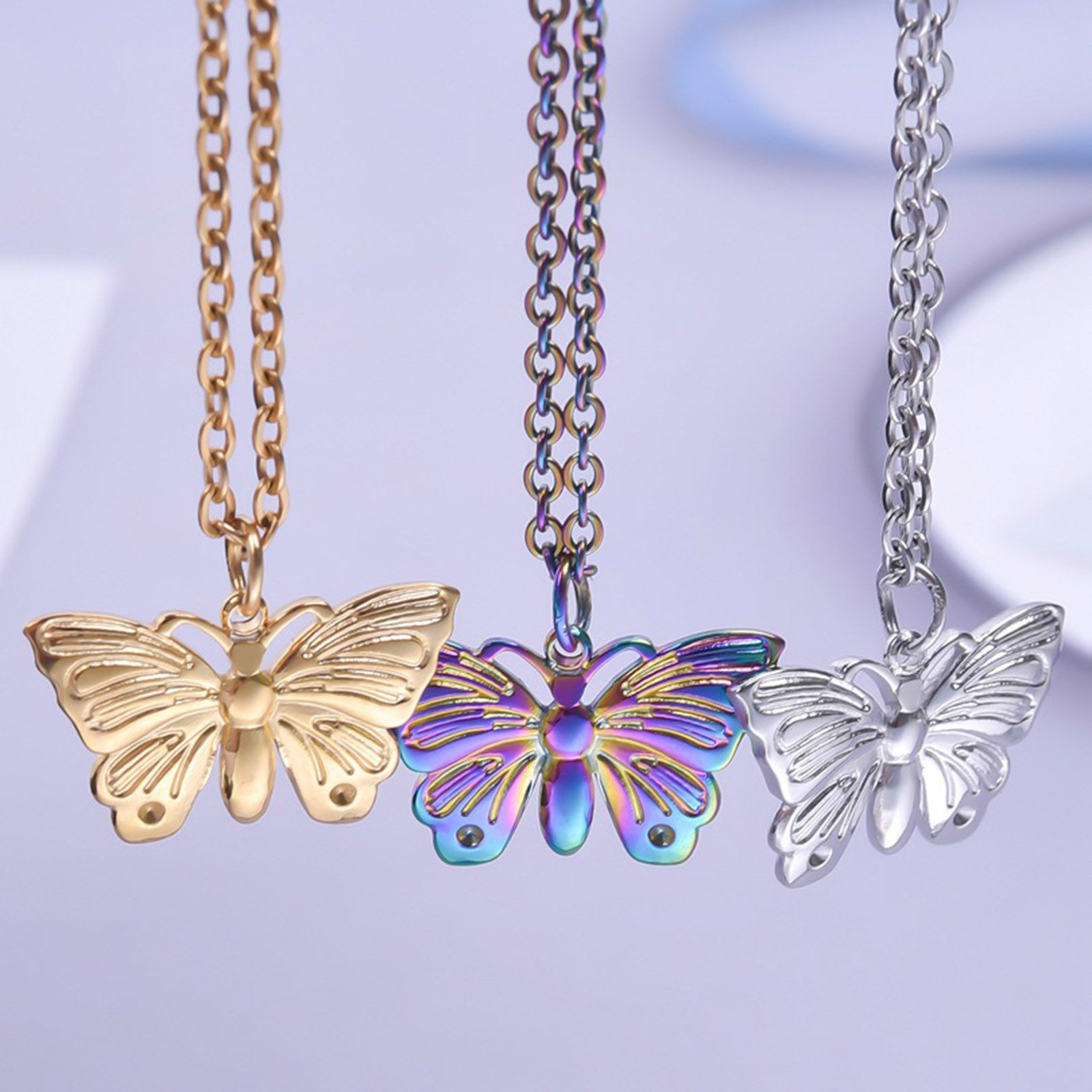 Picture of Stainless Steel Insect Charms Multicolor Butterfly Animal 22mm x 14mm