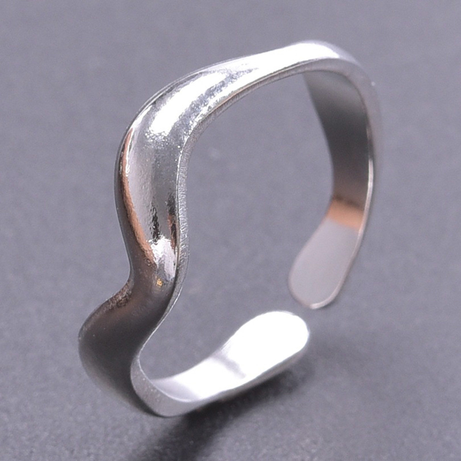 Picture of Stainless Steel Ins Style Open Adjustable Rings Multicolor Wave 18.1mm(US Size 8)