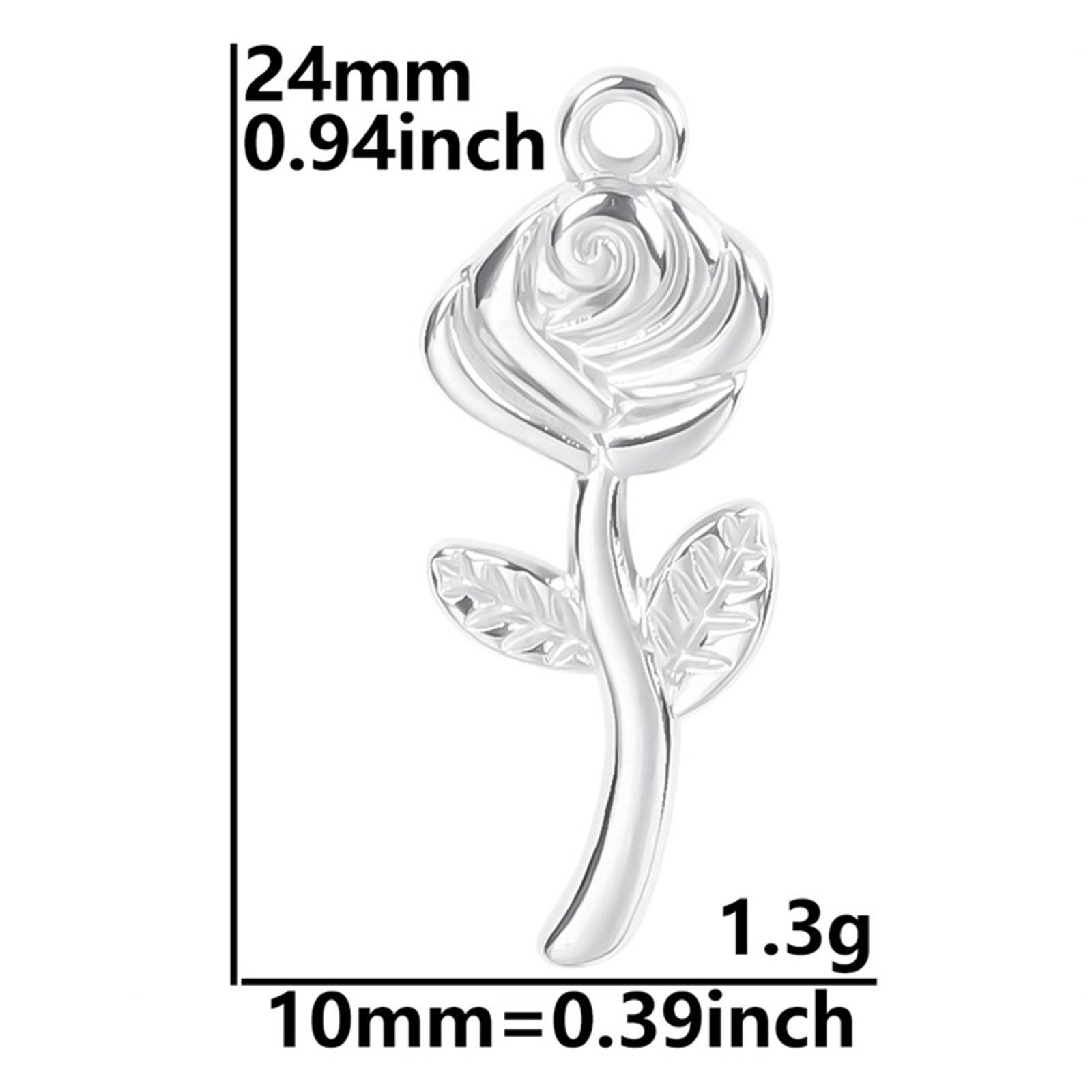 Picture of Stainless Steel Charms Multicolor Rose Flower 24mm x 10mm