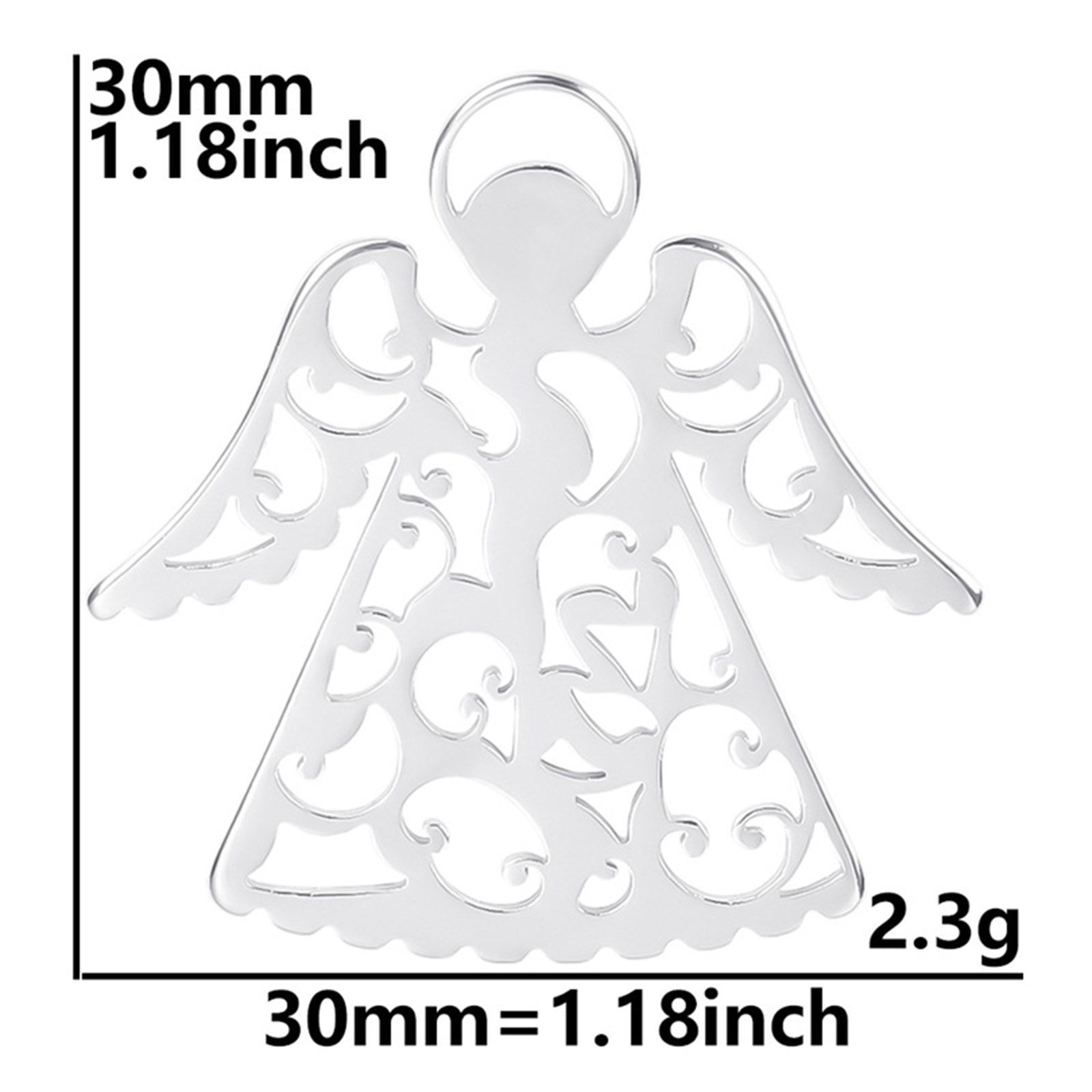 Picture of Stainless Steel Religious Pendants Multicolor Angel Filigree 3cm x 3cm