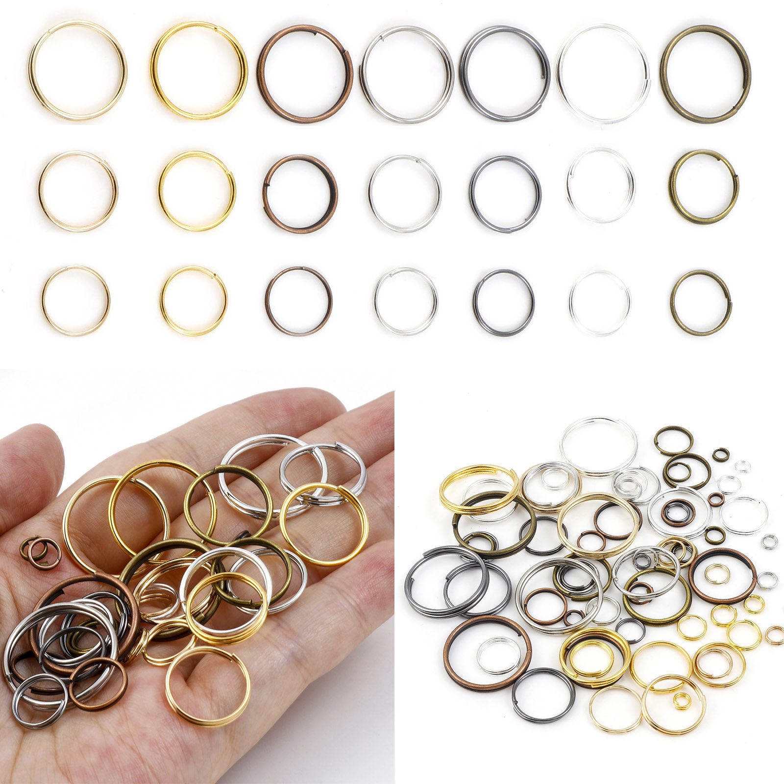 Picture of Iron Based Alloy Double Split Jump Rings Findings For Jewelry Making Multicolor Round